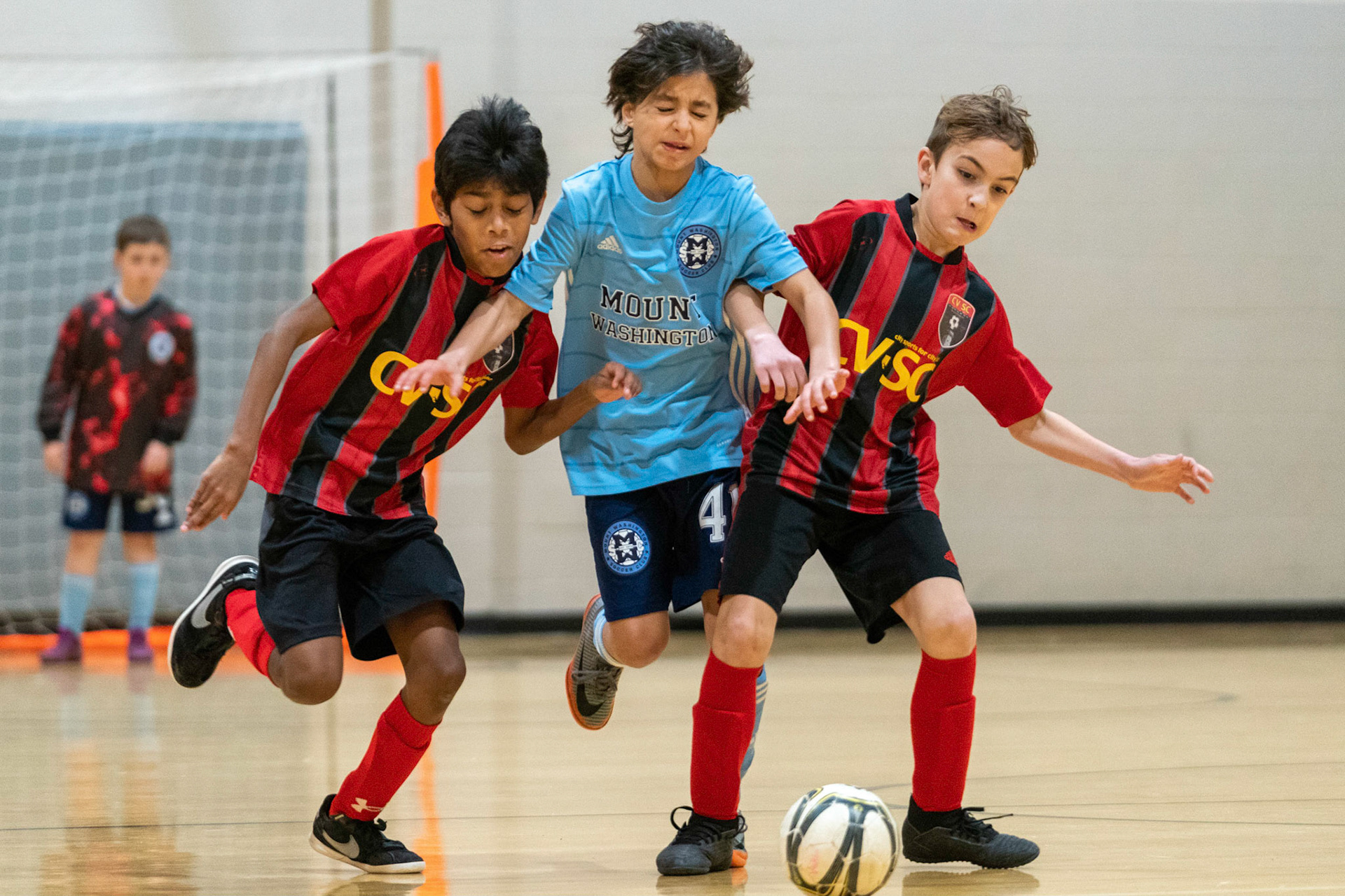 Anderson gets fouled in the first half of the Mt. Washington Soccer 22/23 11-3 victory over  Charles Village.