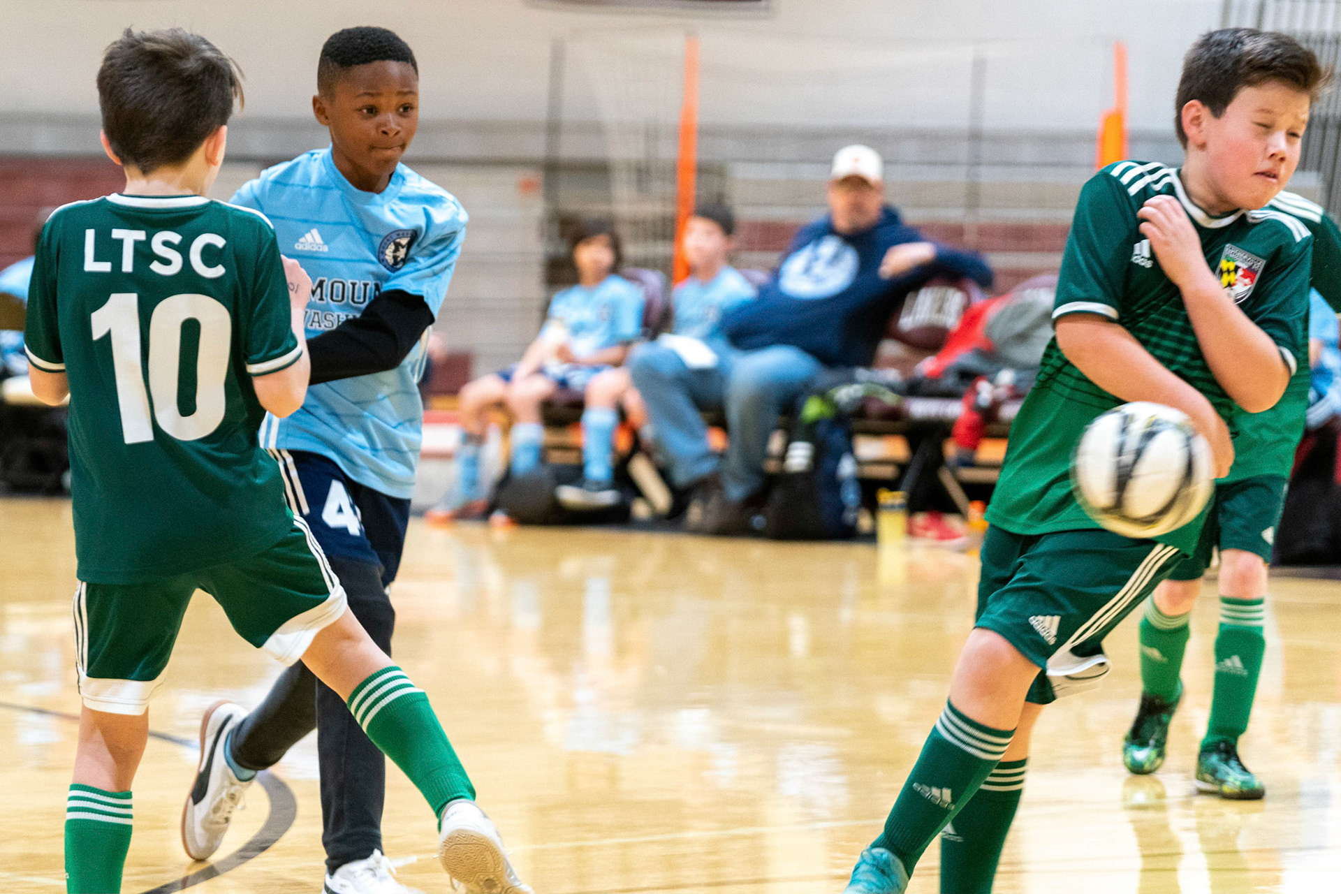 Treme sends in a shot from the top of the key as MWFC defeats LTSC 8-2 on Saturday, February 4, 2023.