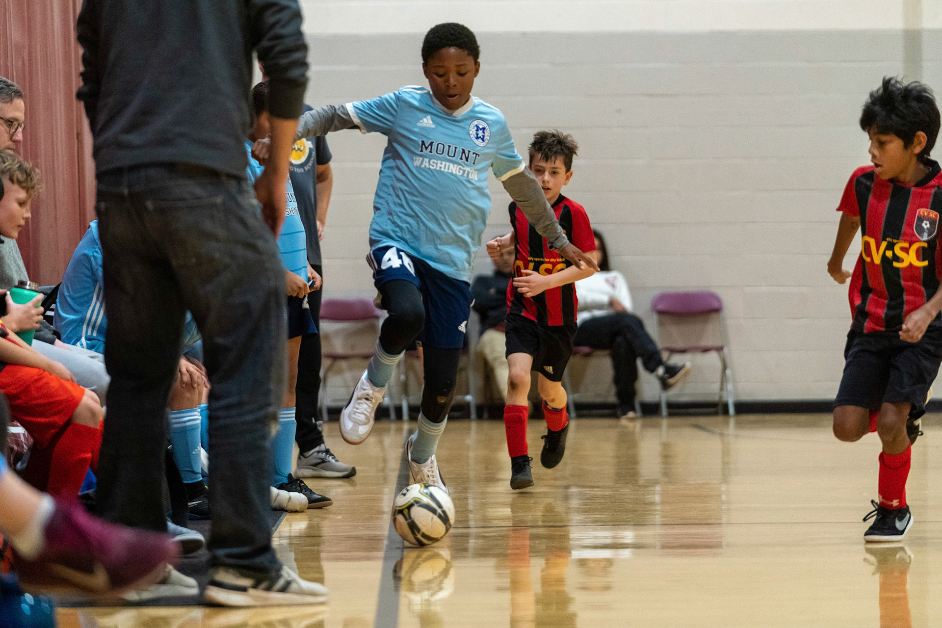Treme keeps the ball in play in the first half of the Mt. Washington Soccer 22/23 11-3 victory over  Charles Village.