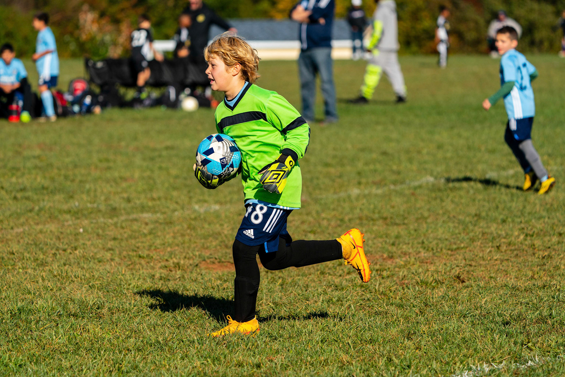 Reed looks upfield in the Mt. Washington Boy 12 travel team tournament 3-1 win over the Jefferson County Youth Soccer League on October 8, 2022.