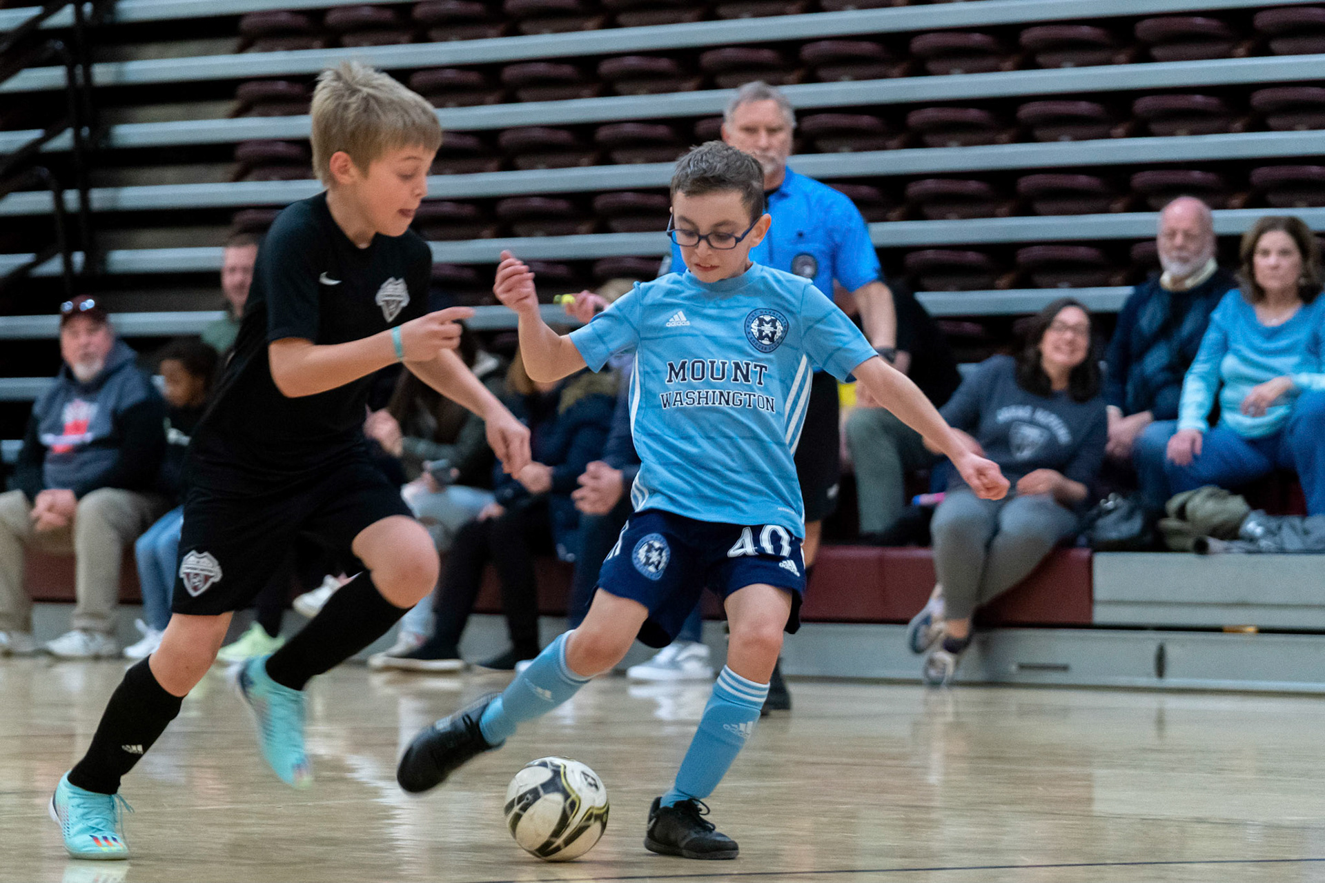 Jonah lets a shot go on target in the second half of the Mt. Washington Soccer 22/23 12-5 victory over  Towson United. Each player scored.