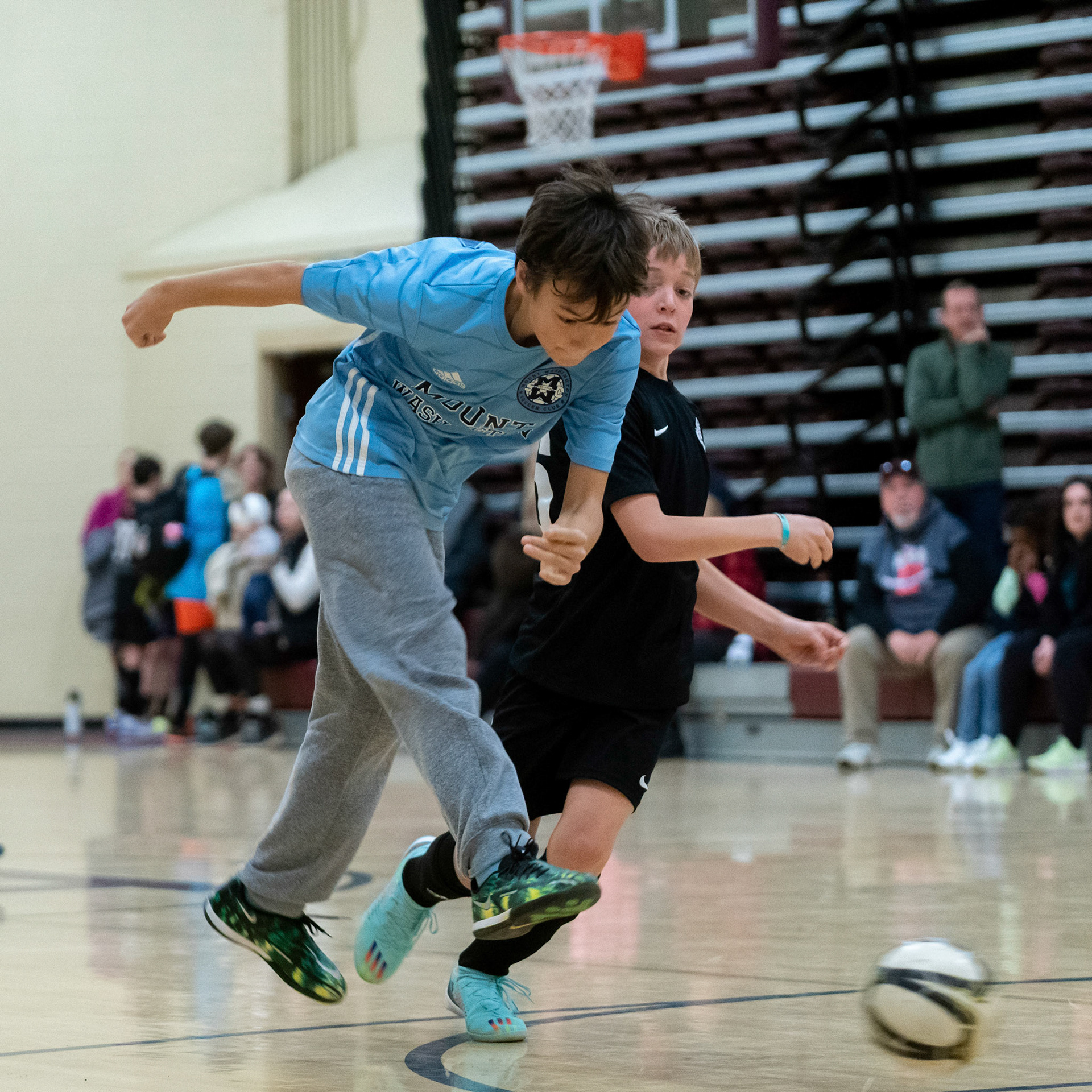 Lue gets a shot off in the second half of the Mt. Washington Soccer 22/23 12-5 victory over  Towson United. Each player scored.
