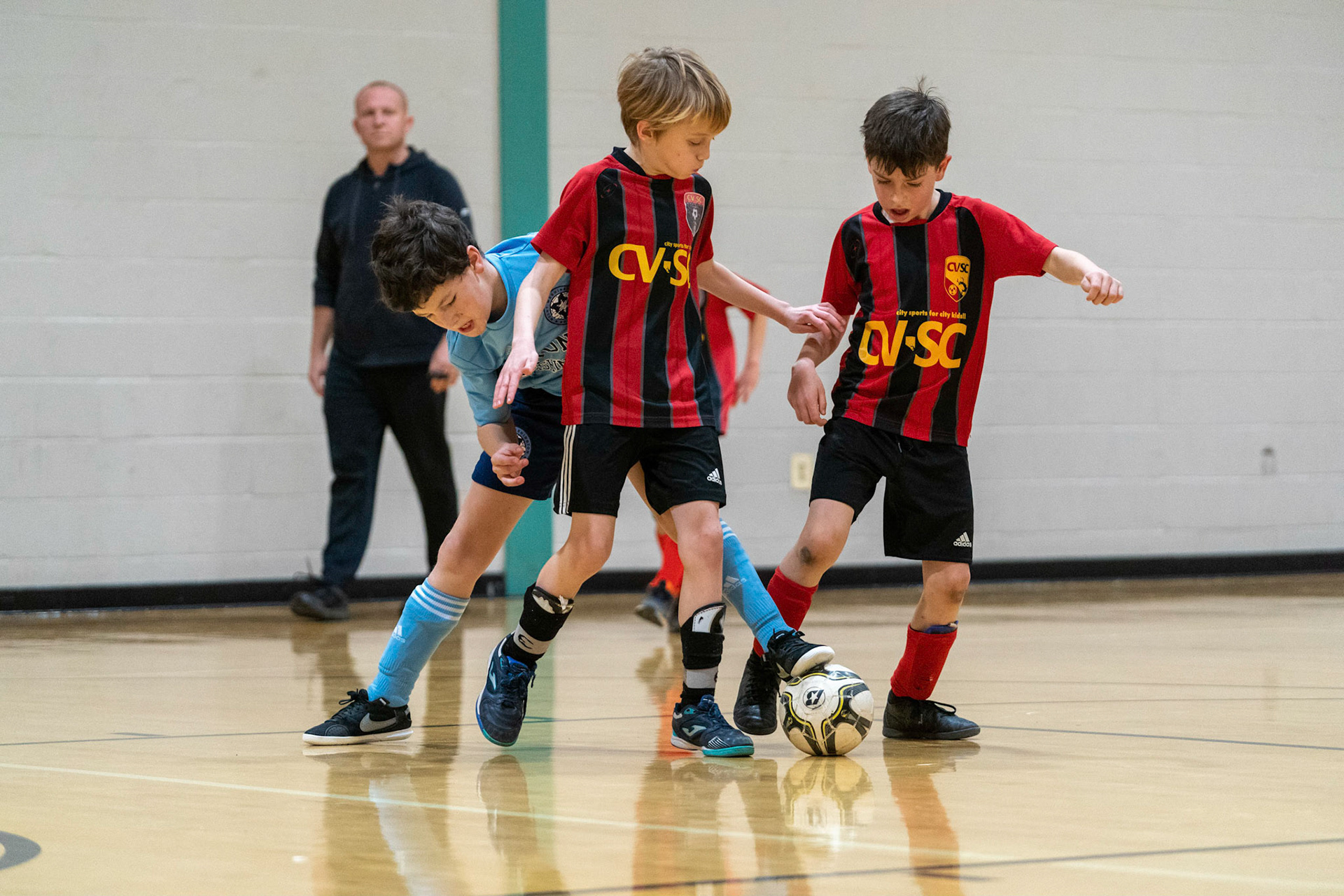 Cameron gets a foot in during the second half of the Mt. Washington Soccer 22/23 11-3 victory over  Charles Village.