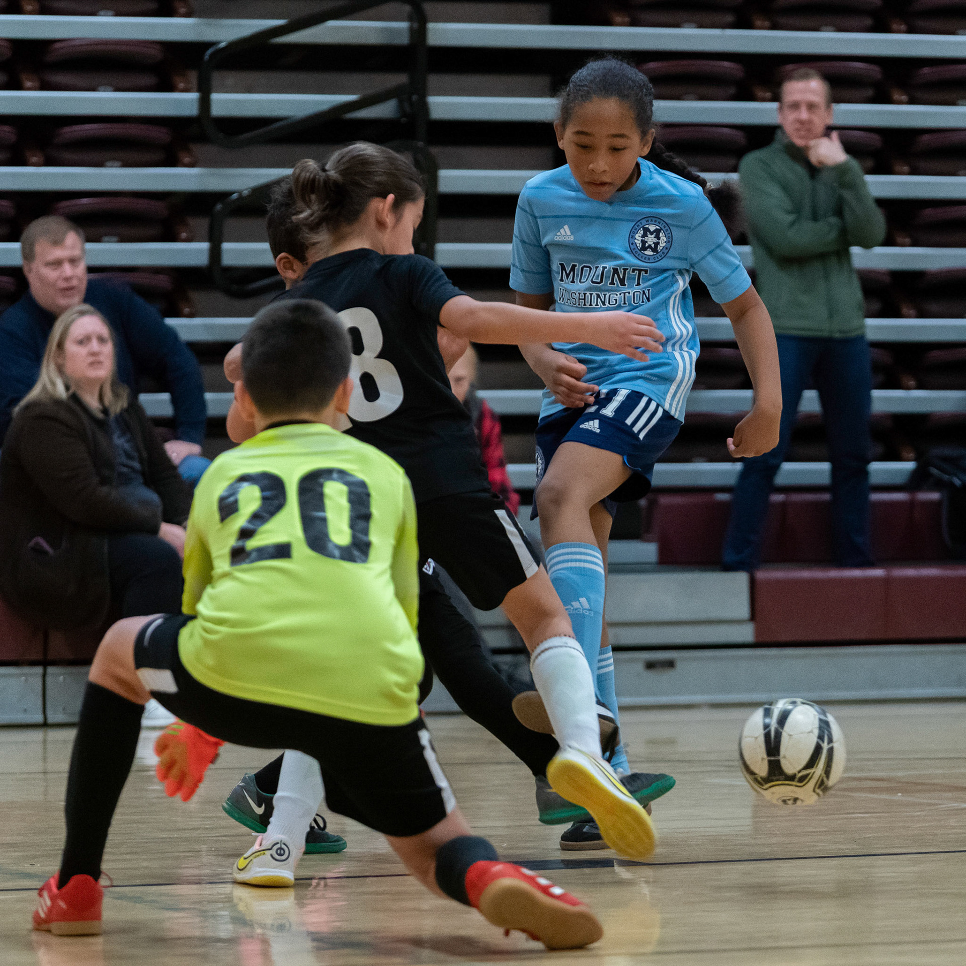 Drake weaves his way through towards goal in the first half of the Mt. Washington Soccer 22/23 12-5 victory over  Towson United. Each player scored.