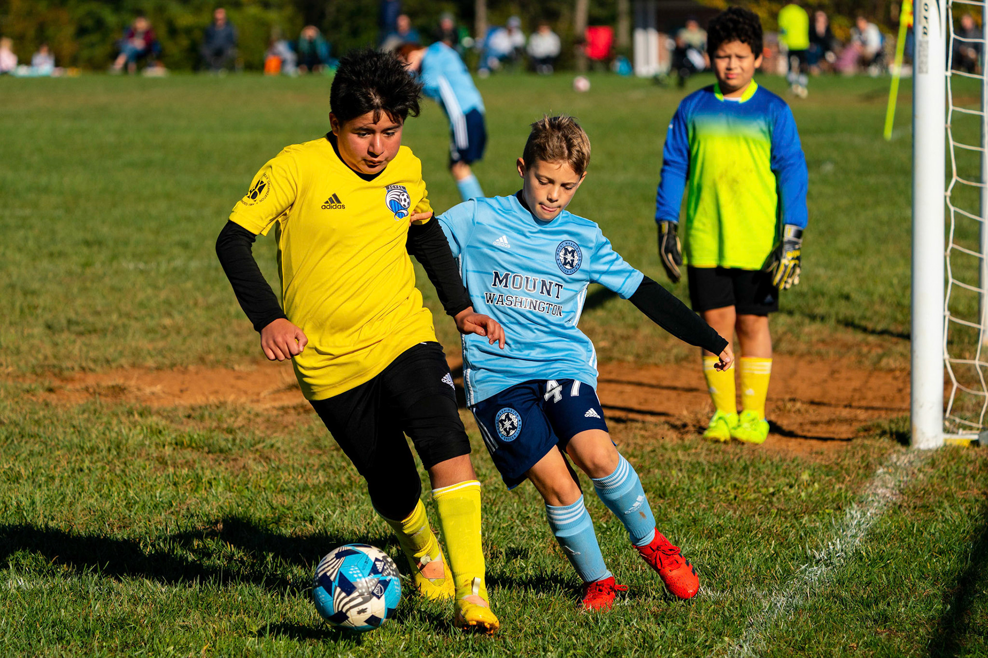 Nico tries to win the ball deep in the offensive side in the Mt. Washington Boy 12 travel team tournament 3-1 win over the Jefferson County Youth Soccer League on October 8, 2022.