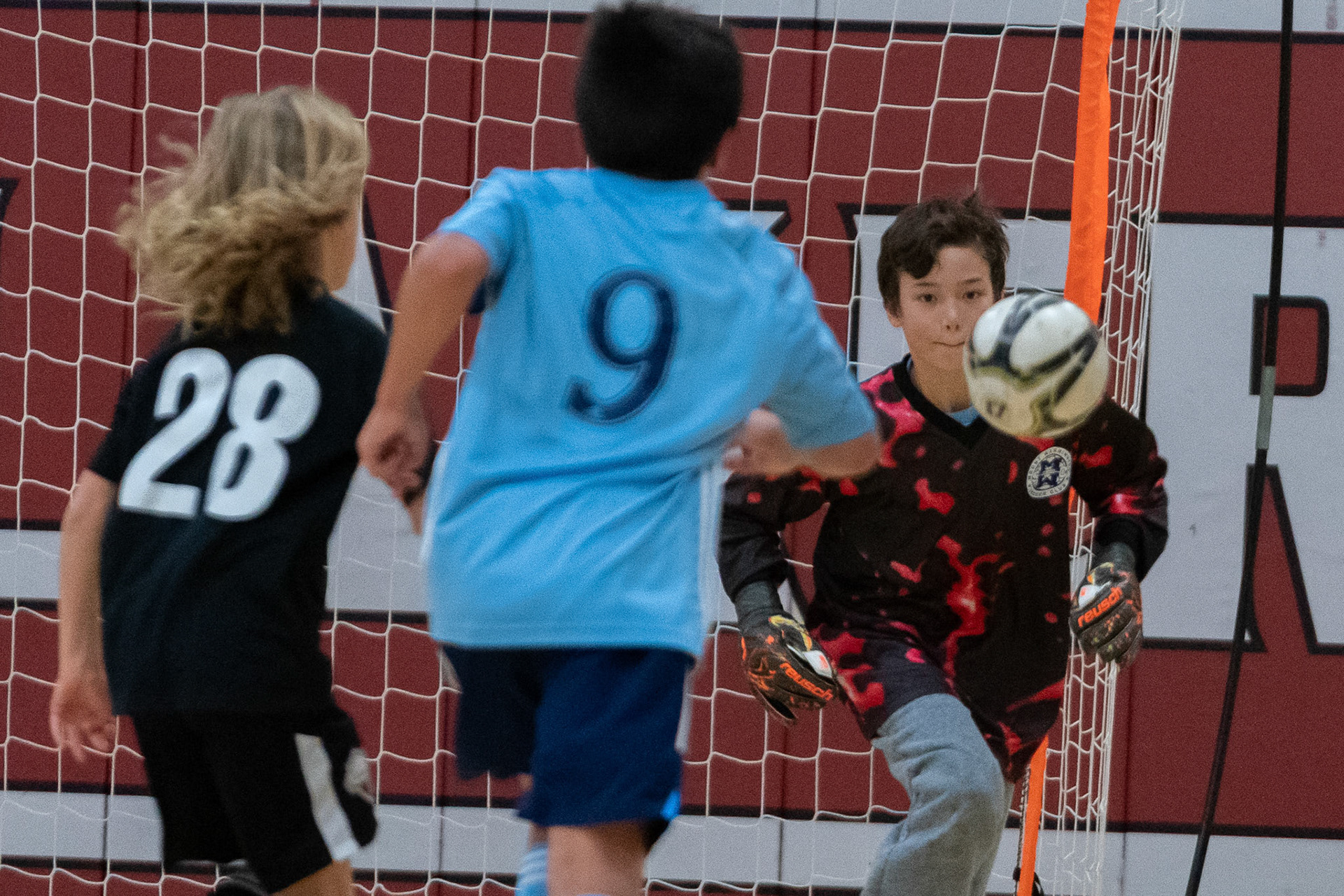Luke is all eye on ball in the first half of the Mt. Washington Soccer 22/23 12-5 victory over  Towson United. Each player scored.