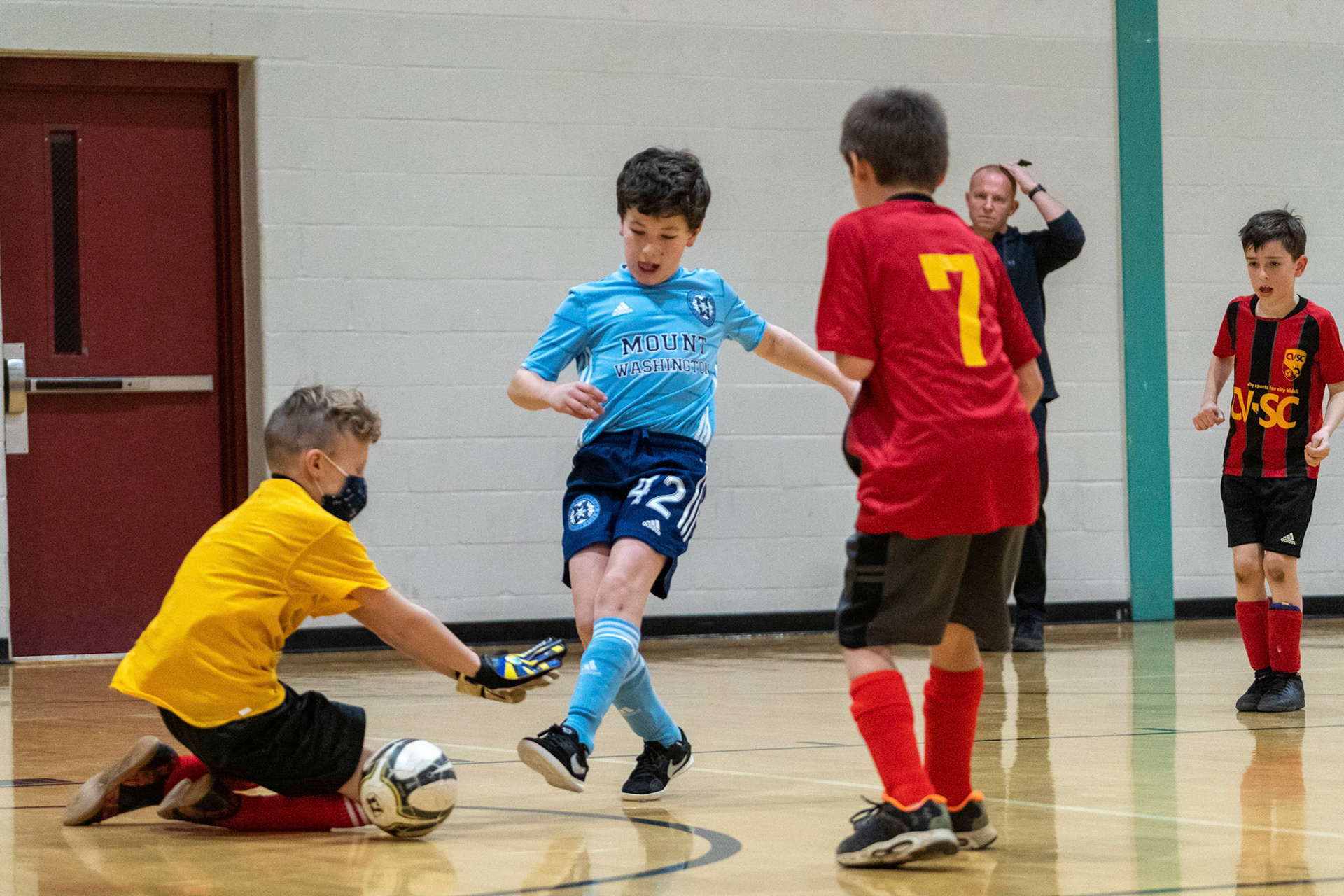 Cameron scores in the second half of the Mt. Washington Soccer 22/23 11-3 victory over  Charles Village.