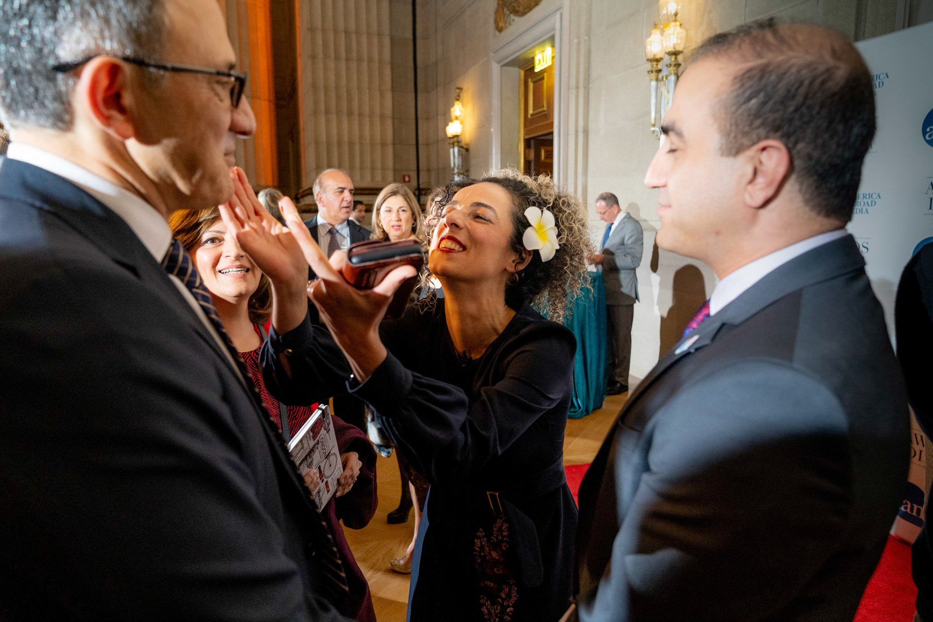 America Abroad Media (AAM) presents their annual gala awards dinner at the Andrew Mellon Auditorium in Washington D.C. on Tuesday, November 5, 2019. Honorees included Egyptian actress Yousra, Iranian activist and journalist Masih Alinejad, and film director Peter Berg.
