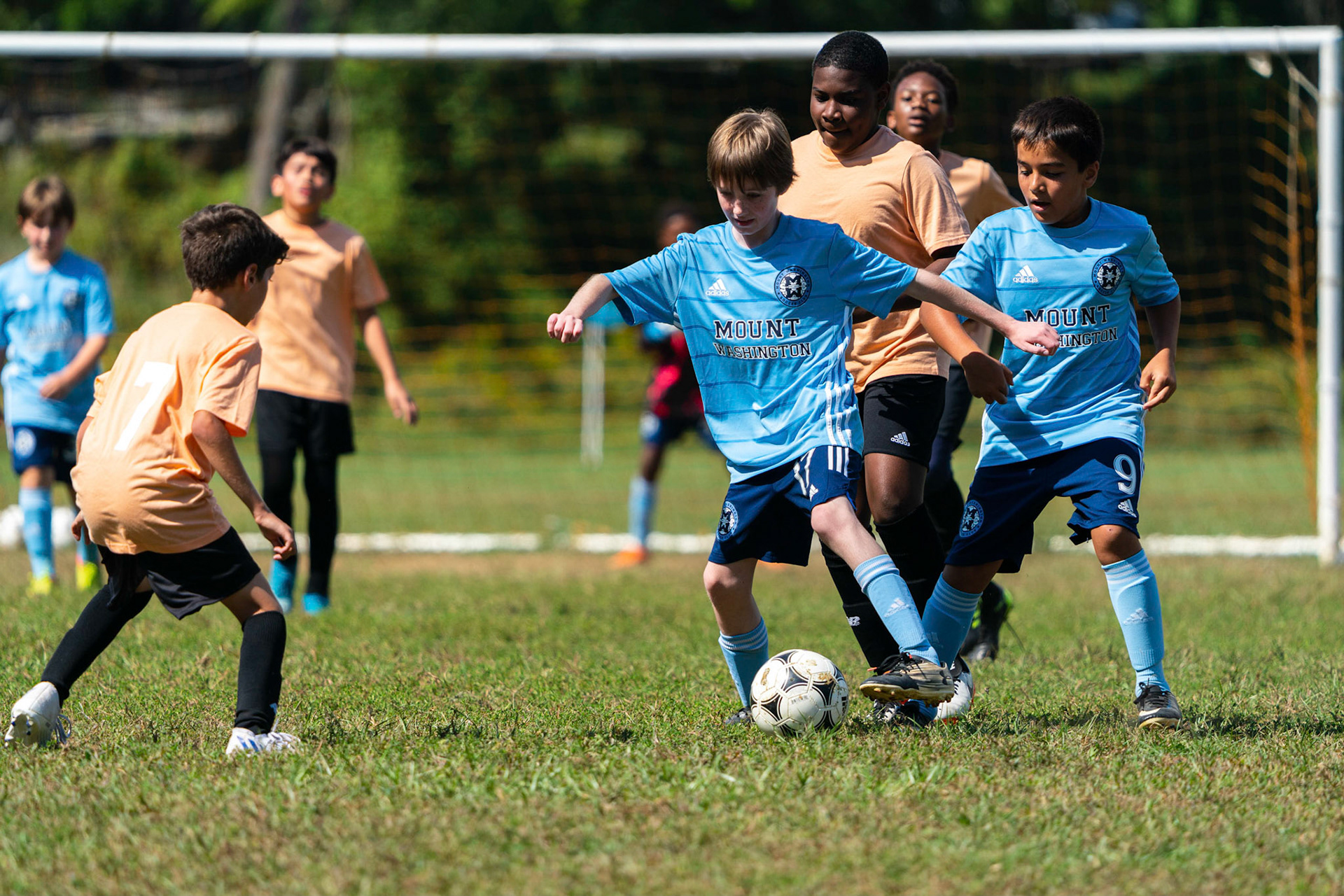 Mt. Washington’s Liam, left, and Caleb, try to make it past the Northwest SC defense on September 25, 2022.
