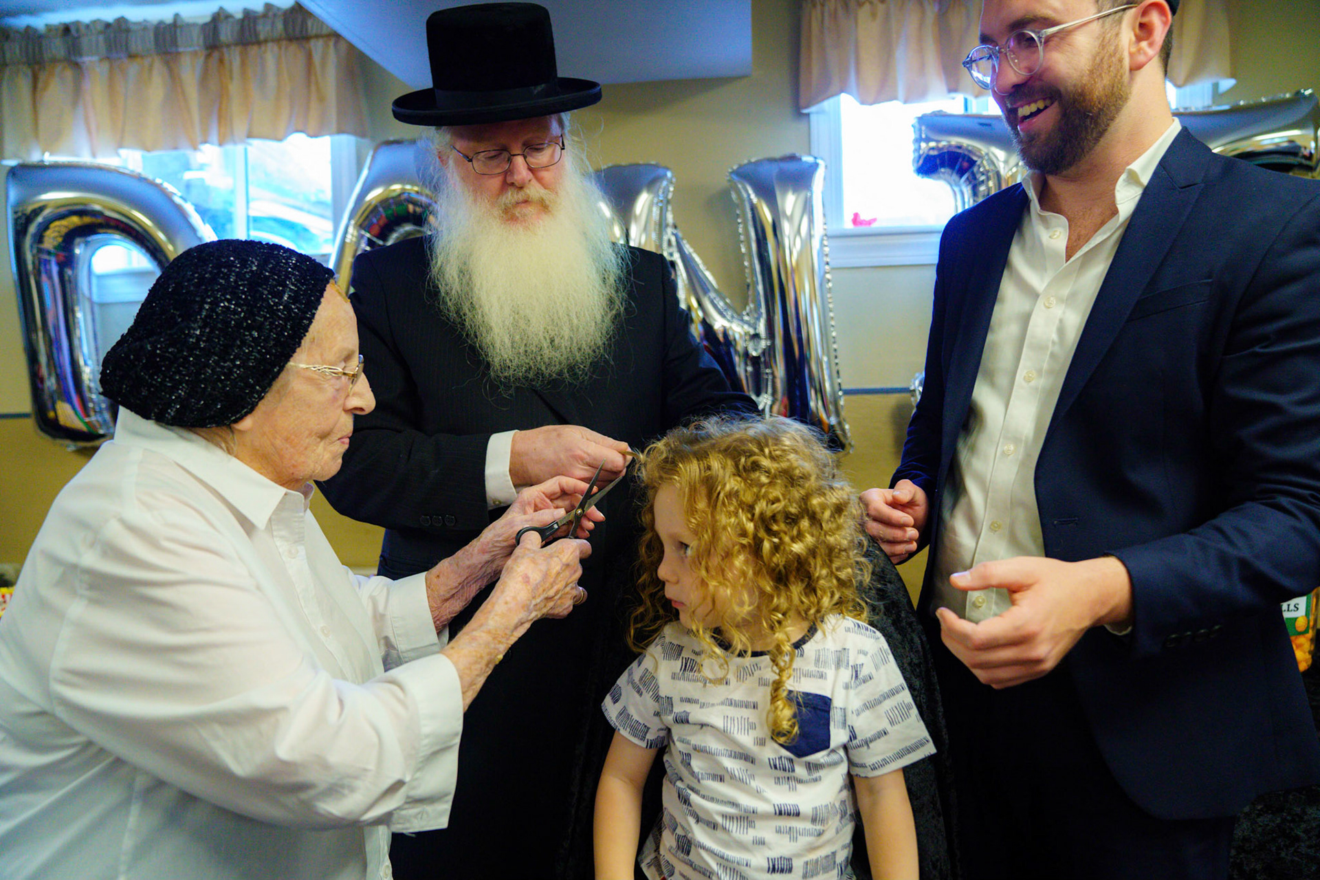 Daniel’s upsherin on the occasion of his third birthday at Rabbi Goldberger’s shul, Tiferes Yisroel.