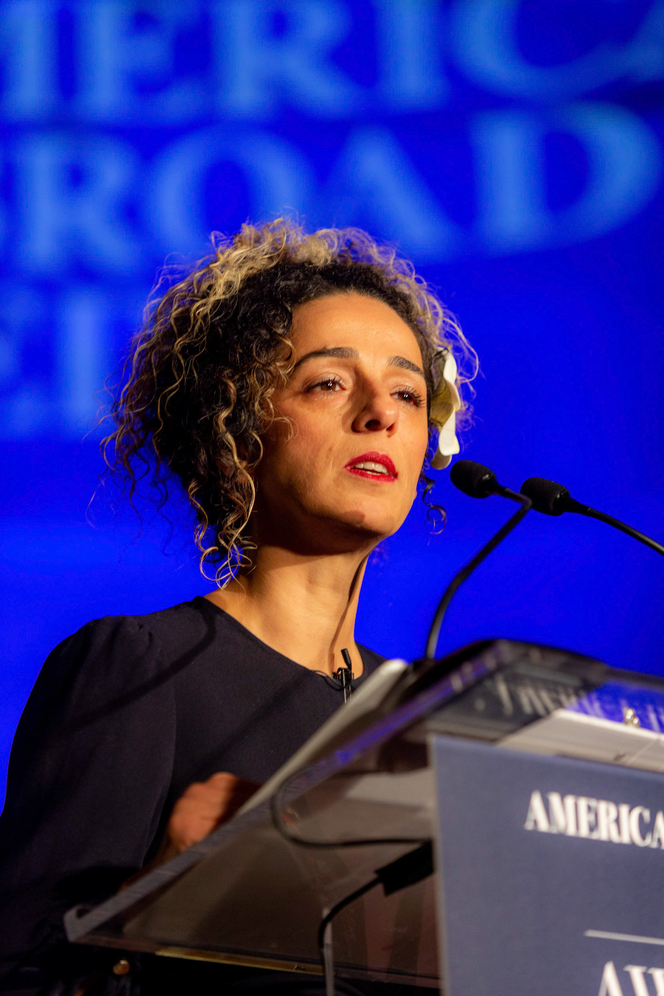 America Abroad Media (AAM) presents their annual gala awards dinner at the Andrew Mellon Auditorium in Washington D.C. on Tuesday, November 5, 2019. Honorees included Egyptian actress Yousra, Iranian activist and journalist Masih Alinejad, and film director Peter Berg.