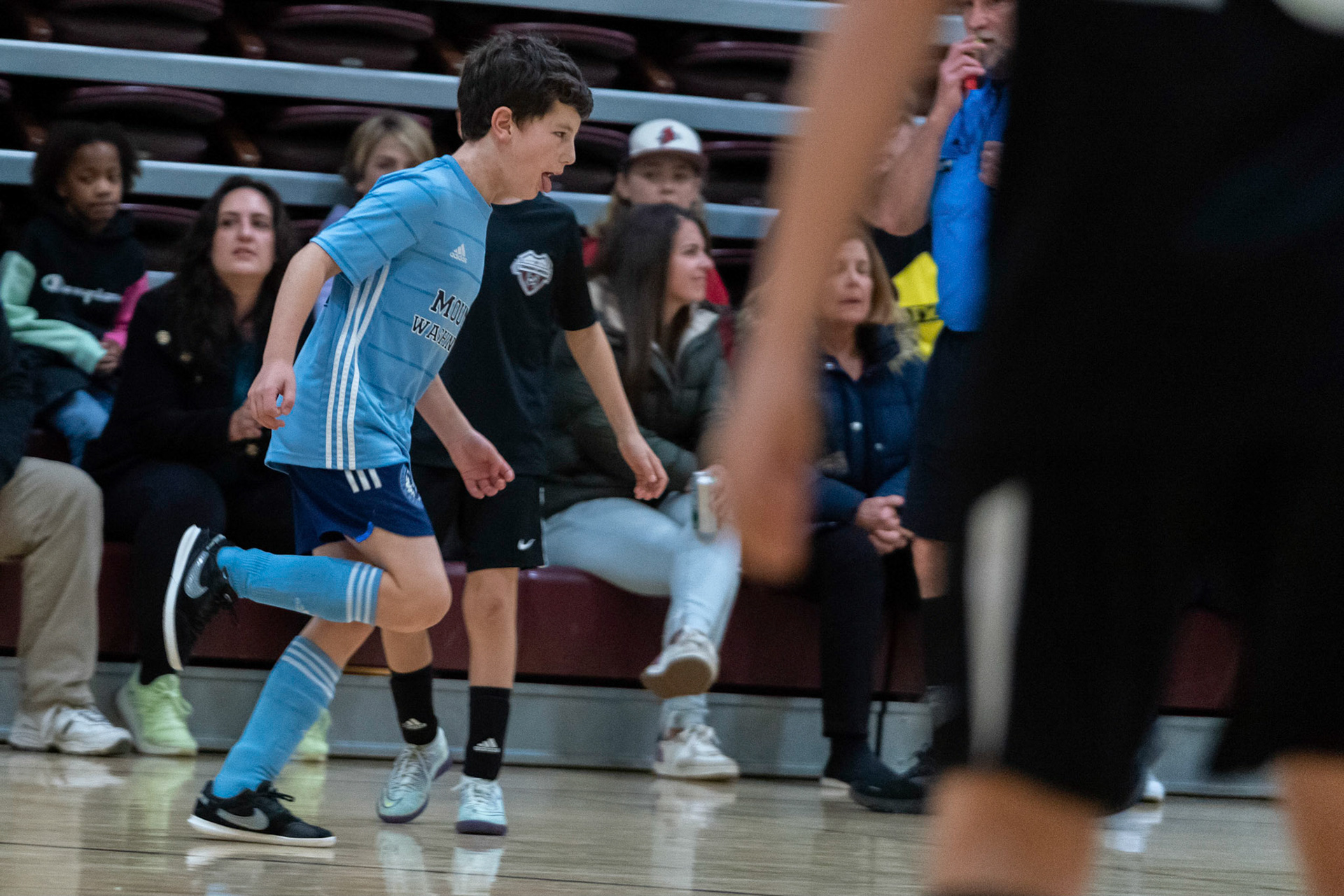 Cameron celebrates his goal in the first half of the Mt. Washington Soccer 22/23 12-5 victory over  Towson United. Each player scored.