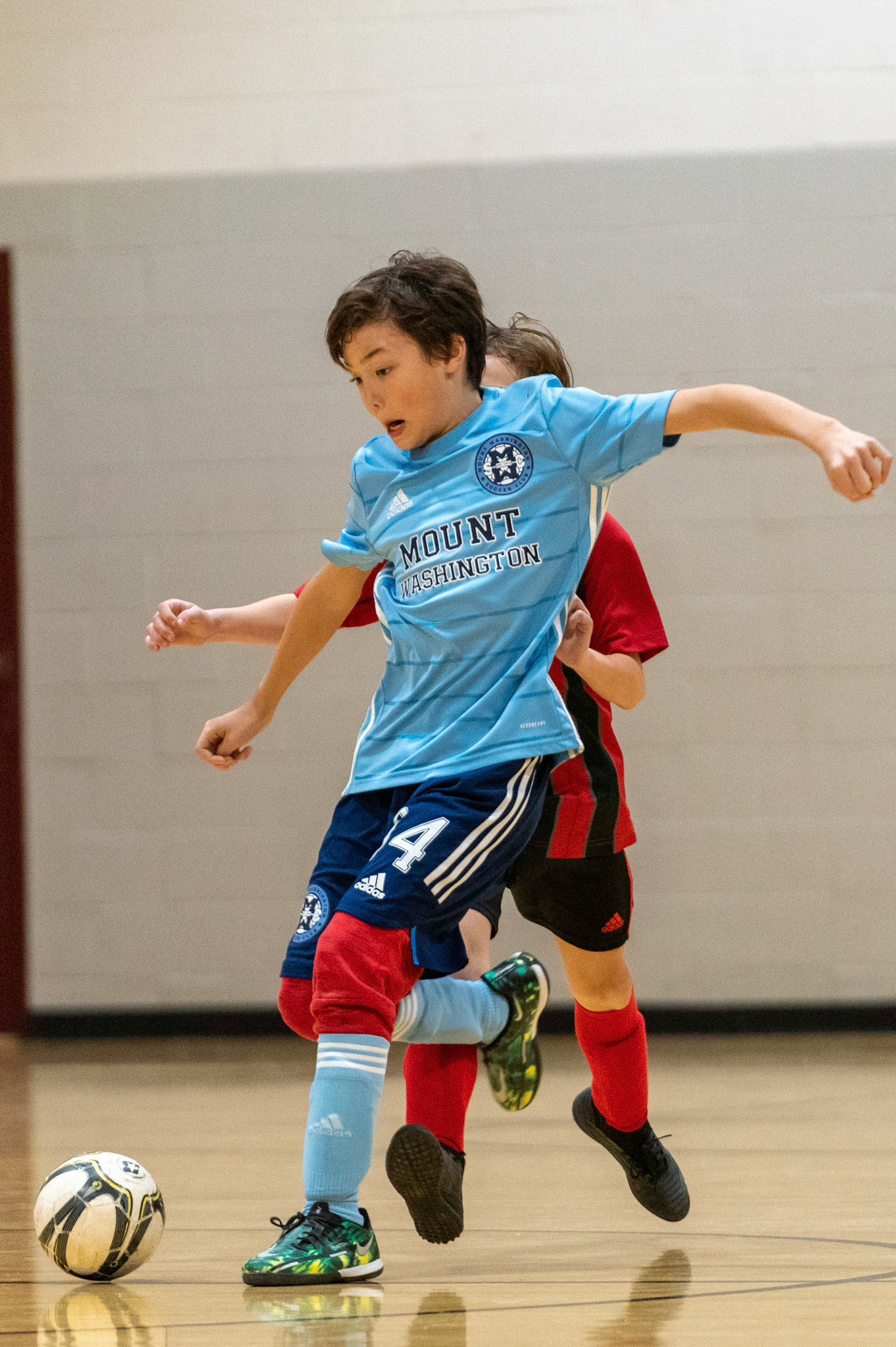 Luke takes a shot on goal in the second half of the Mt. Washington Soccer 22/23 11-3 victory over  Charles Village.