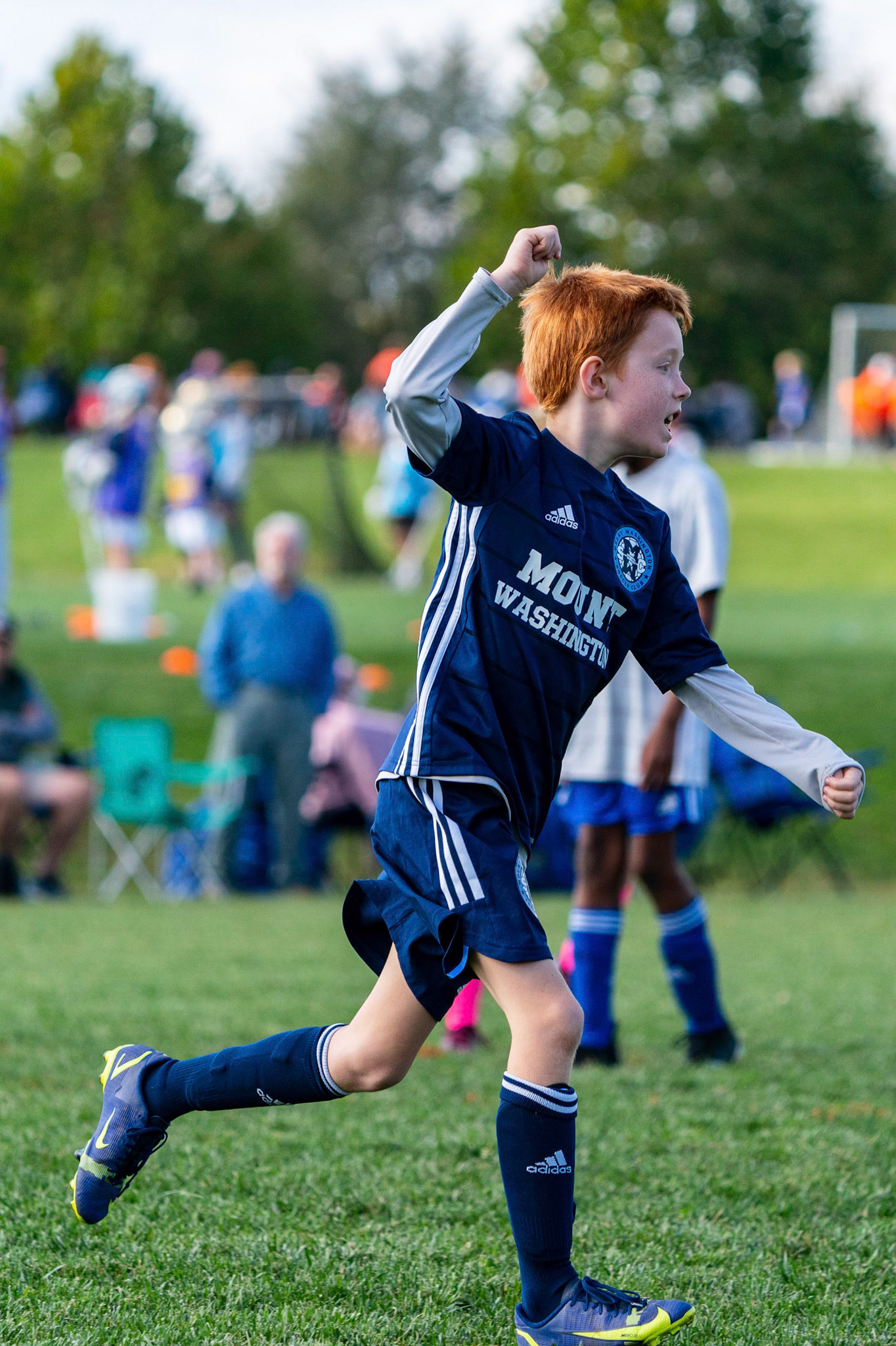 Calvin celebrates sending his PK home in Mt. Washington Boy 12 travel team’s 2-1 win over the Baltimore Bays on October 8, 2022.