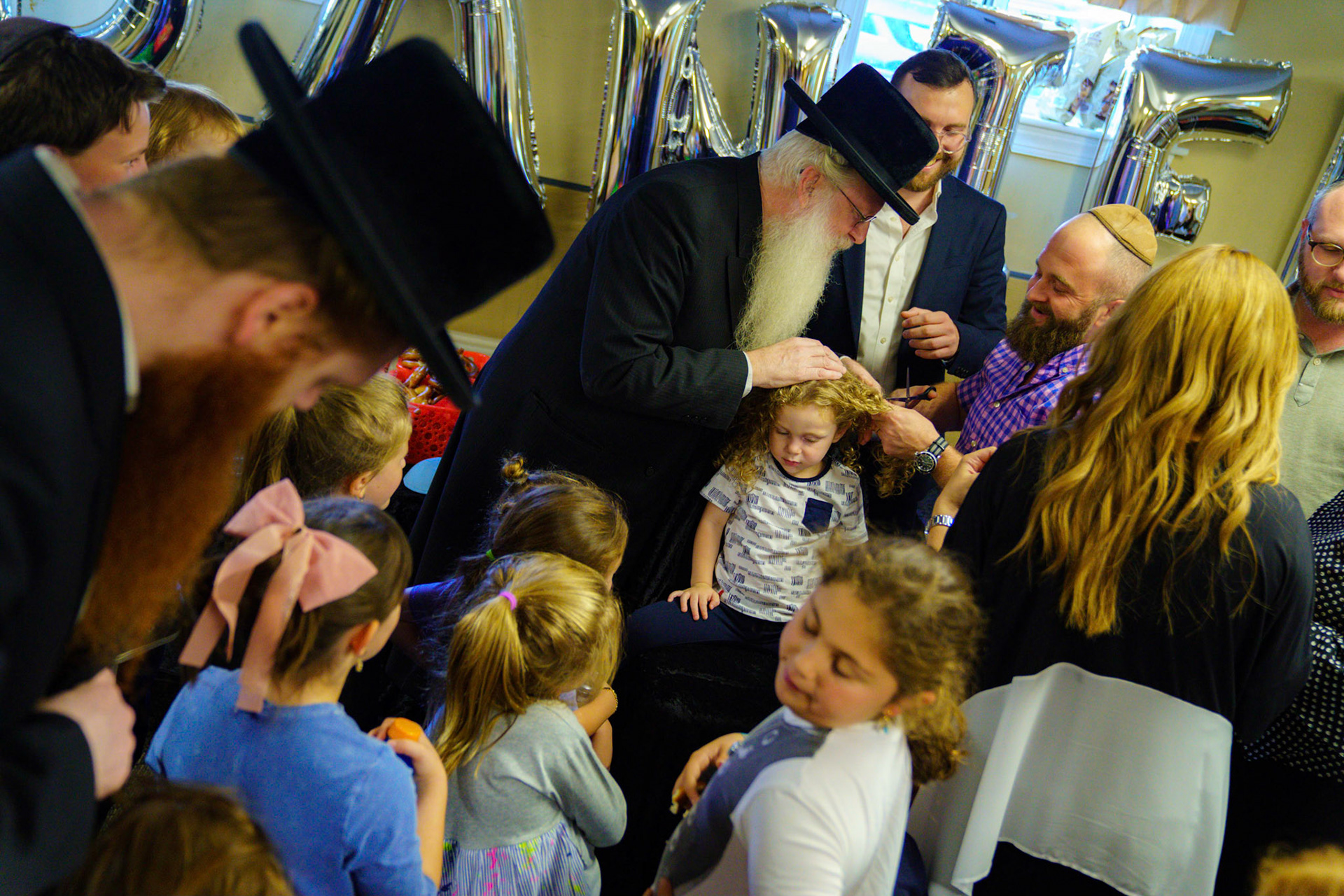 Daniel’s upsherin on the occasion of his third birthday at Rabbi Goldberger’s shul, Tiferes Yisroel.