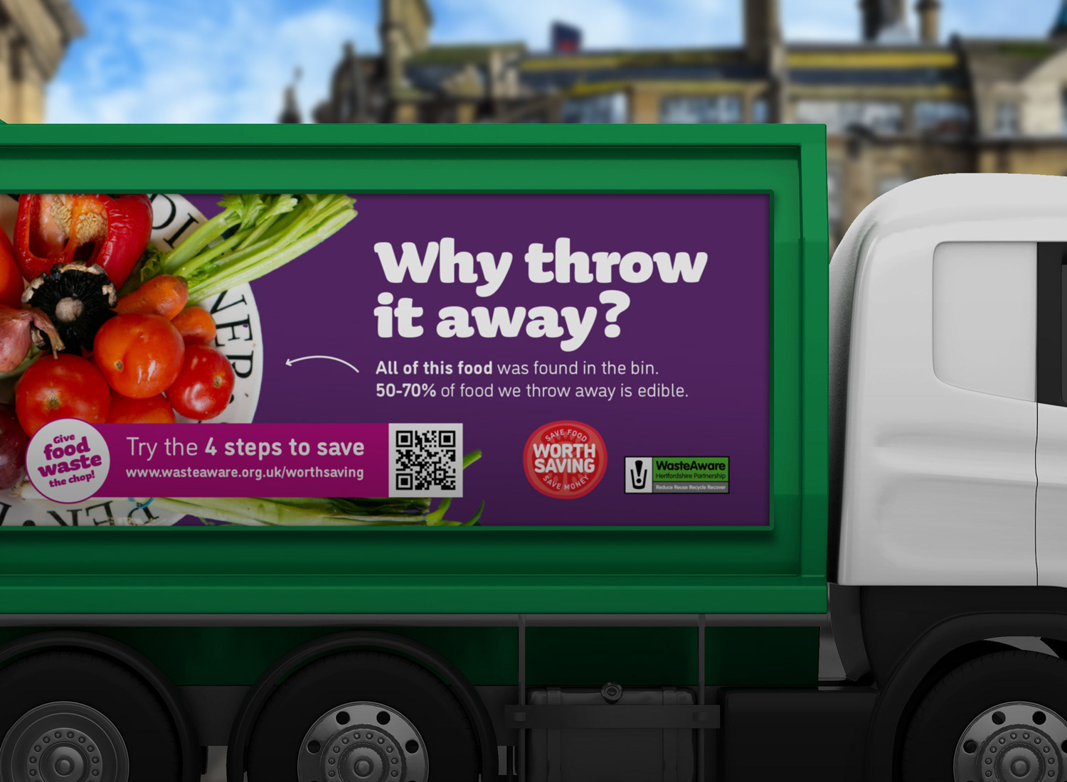 Food recycling dustcart billboard