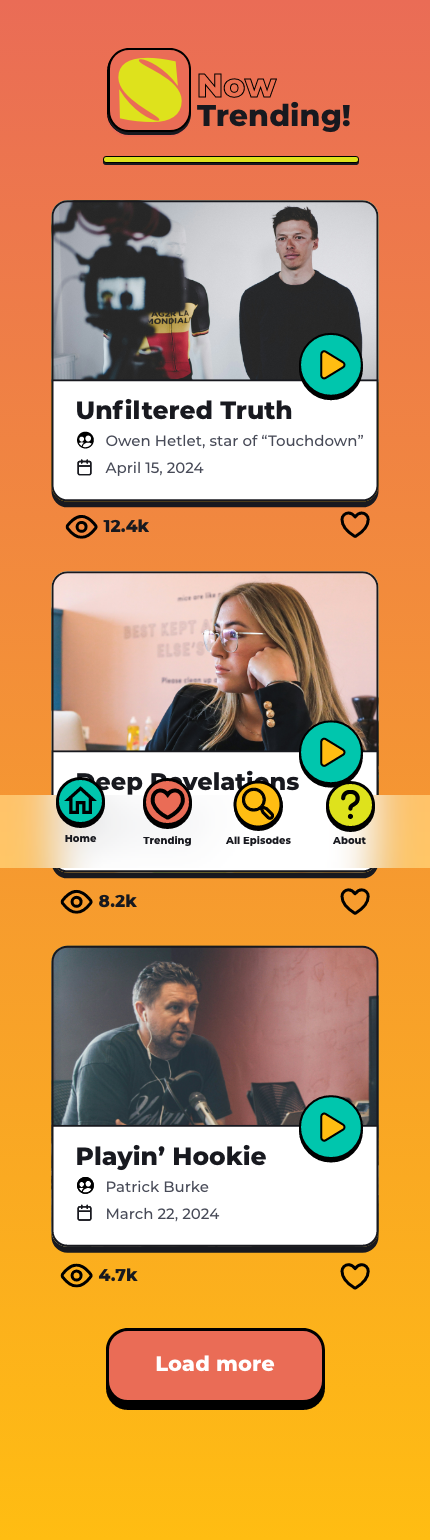 "Trending Episodes" Page