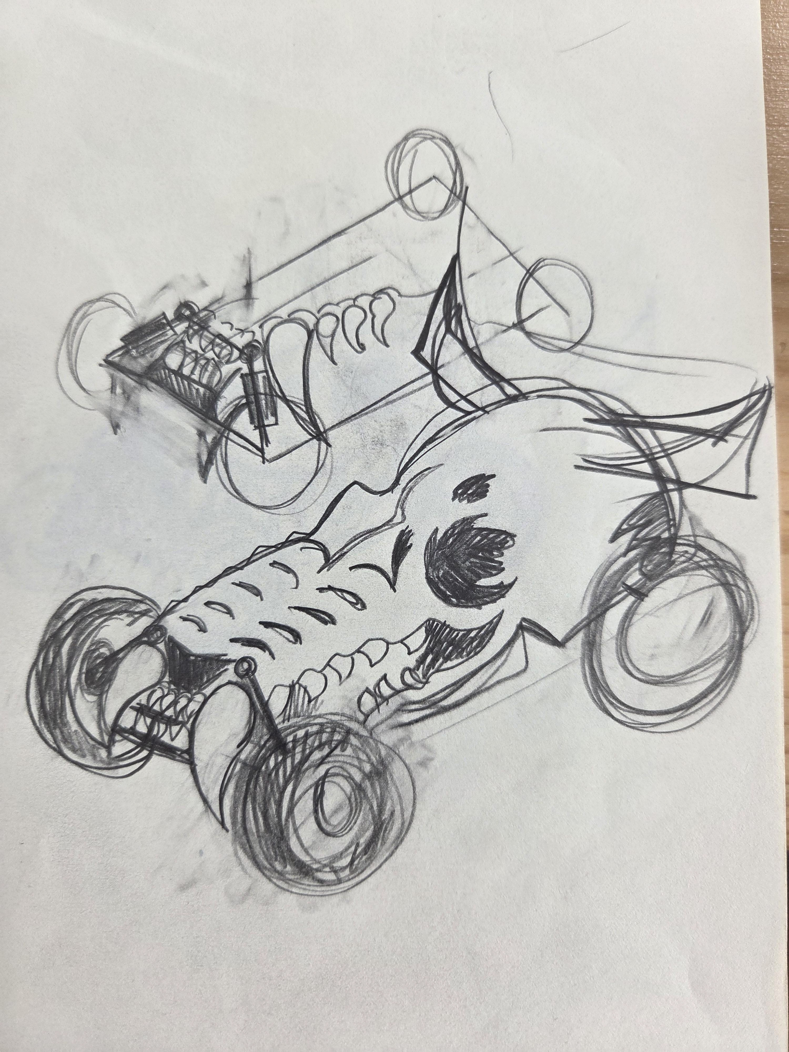 Premier croquis du logo en 3/4