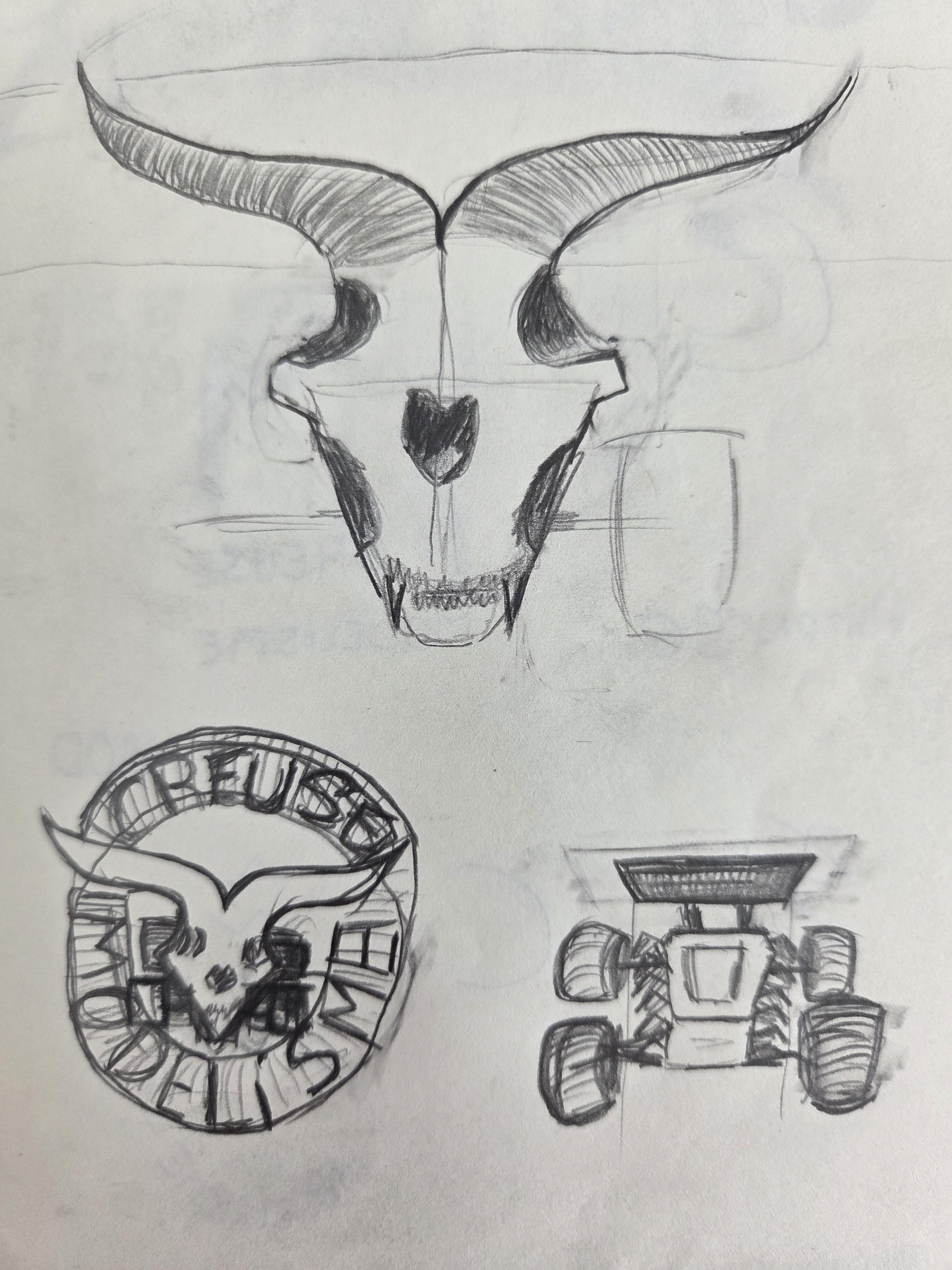 Croquis test pour un logo de face