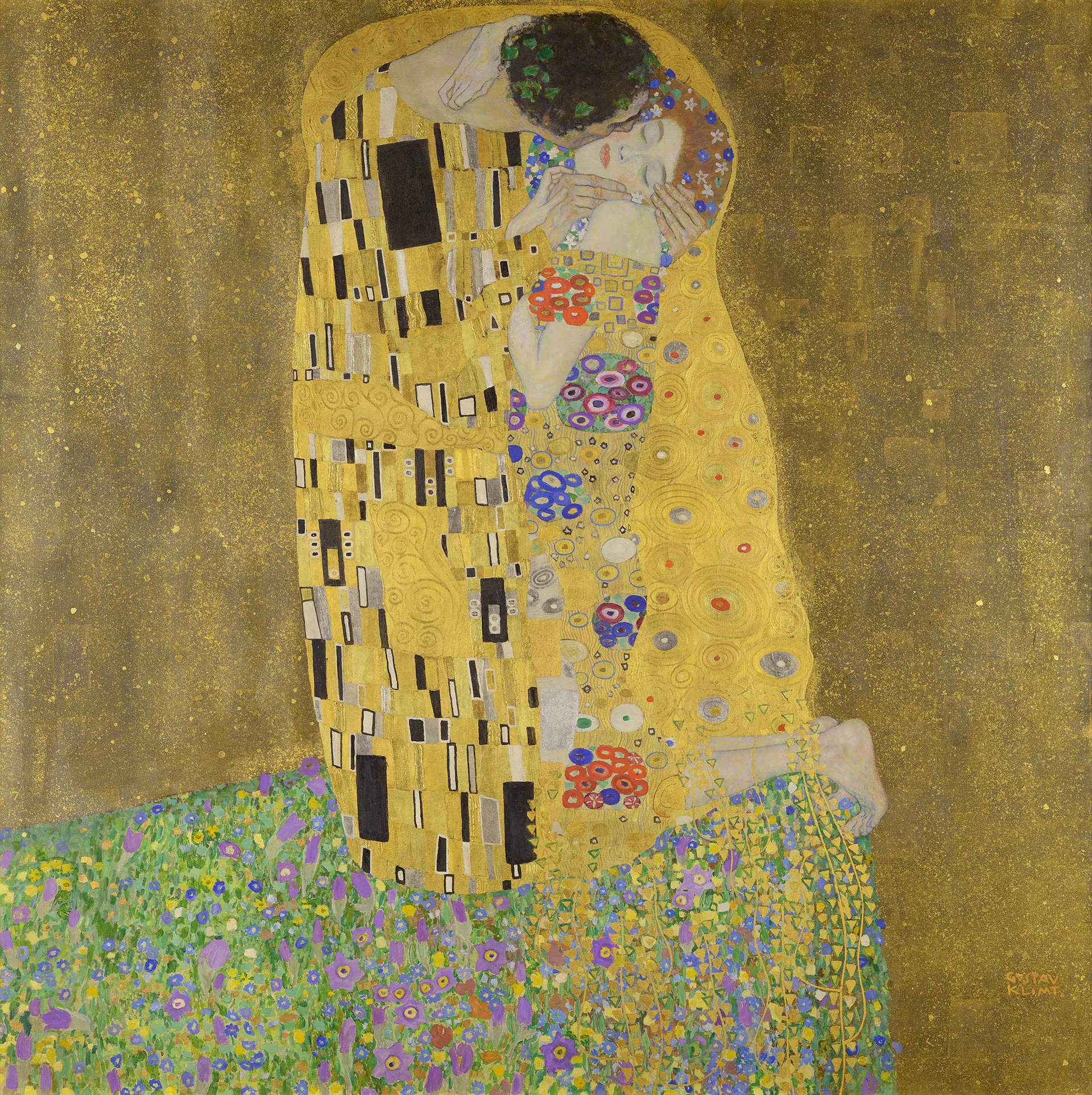 Klimt, Gustav. The Kiss (Der Kuß). 1907–1908. Belvedere, Vienna. Wikimedia Commons, https://commons.wikimedia.org/w/index.php?curid=38827275. Accessed 8 Dec. 2024.