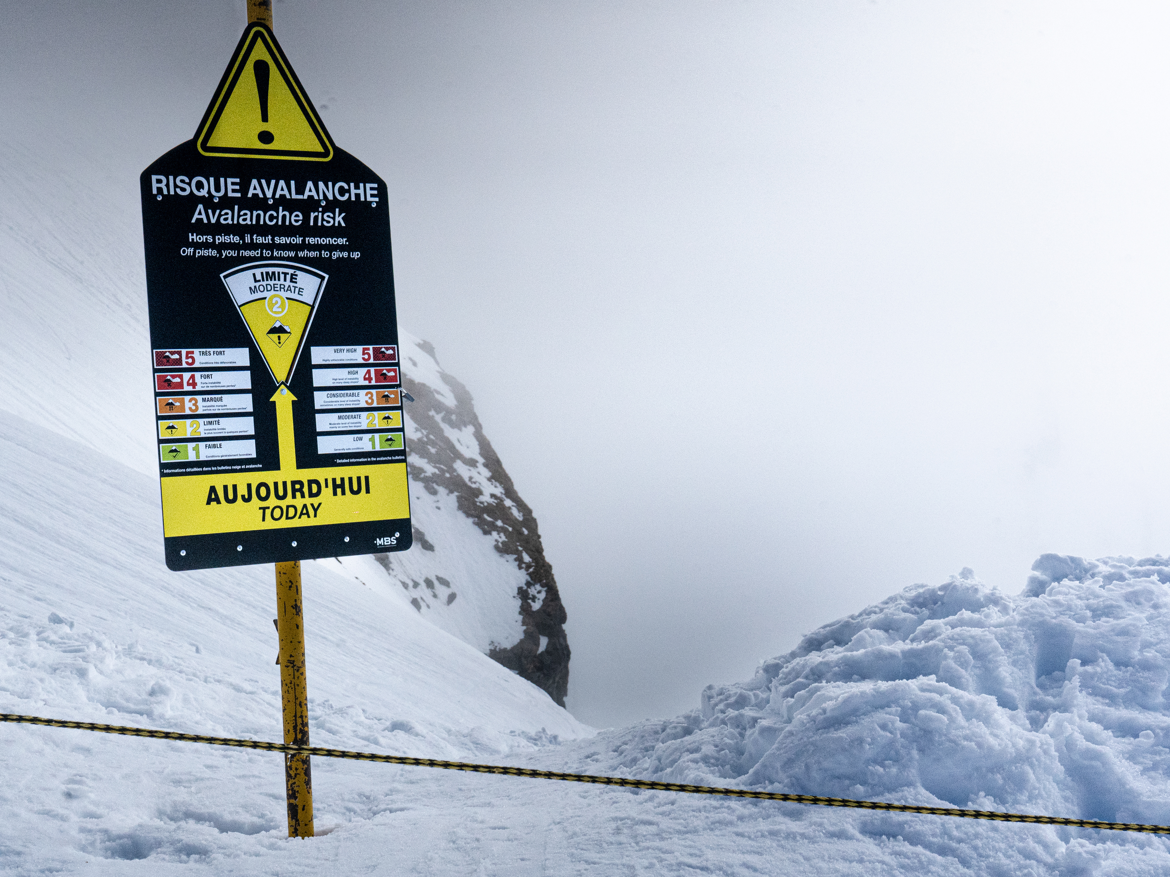 panneau indiquant le risque avalanche global de la journée