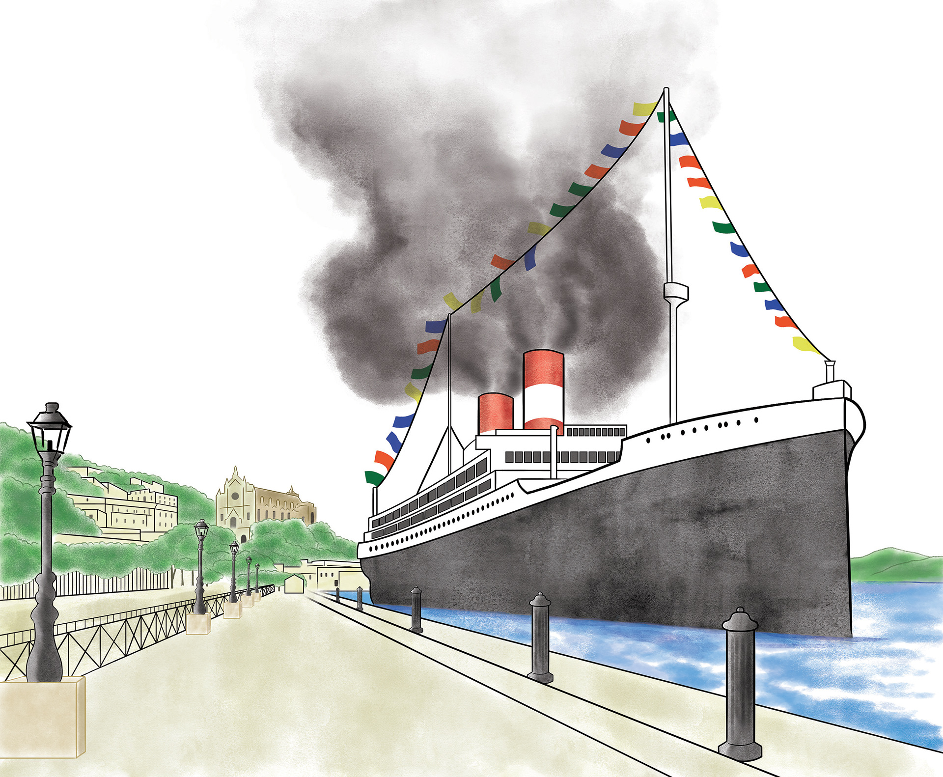 Children's book concept art for story based on Italian immigration to America