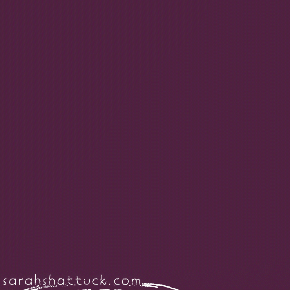 An animated gif of the Enterprise, the spaceship from Star Trek drawn in white over a magenta background. It rises into frame, turns around, and blasts off with a streak of light.