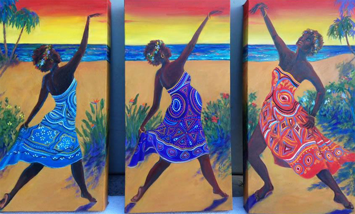Spirit Dancers Triptych 12"x24"