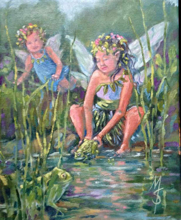 Garden Fairies and Frogs 8"x10"