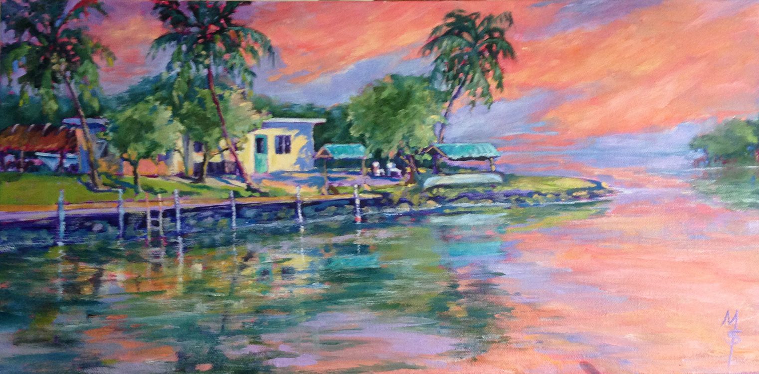 Yellow House at Sunset 10"x20"