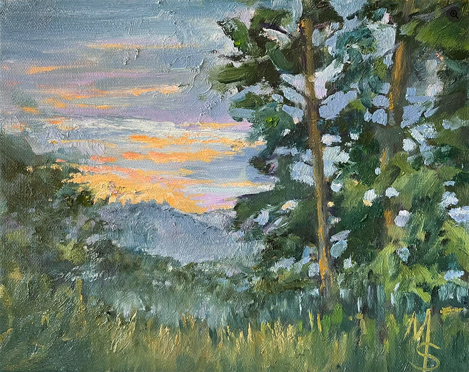 Sunrise Through the Trees 8"x10"