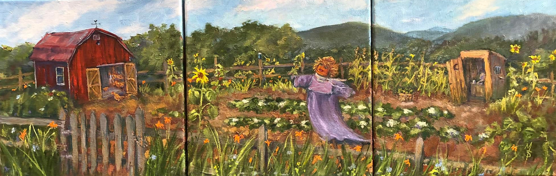 Around the Farm Triptych  (1) 8"10" (2) 8"x8"