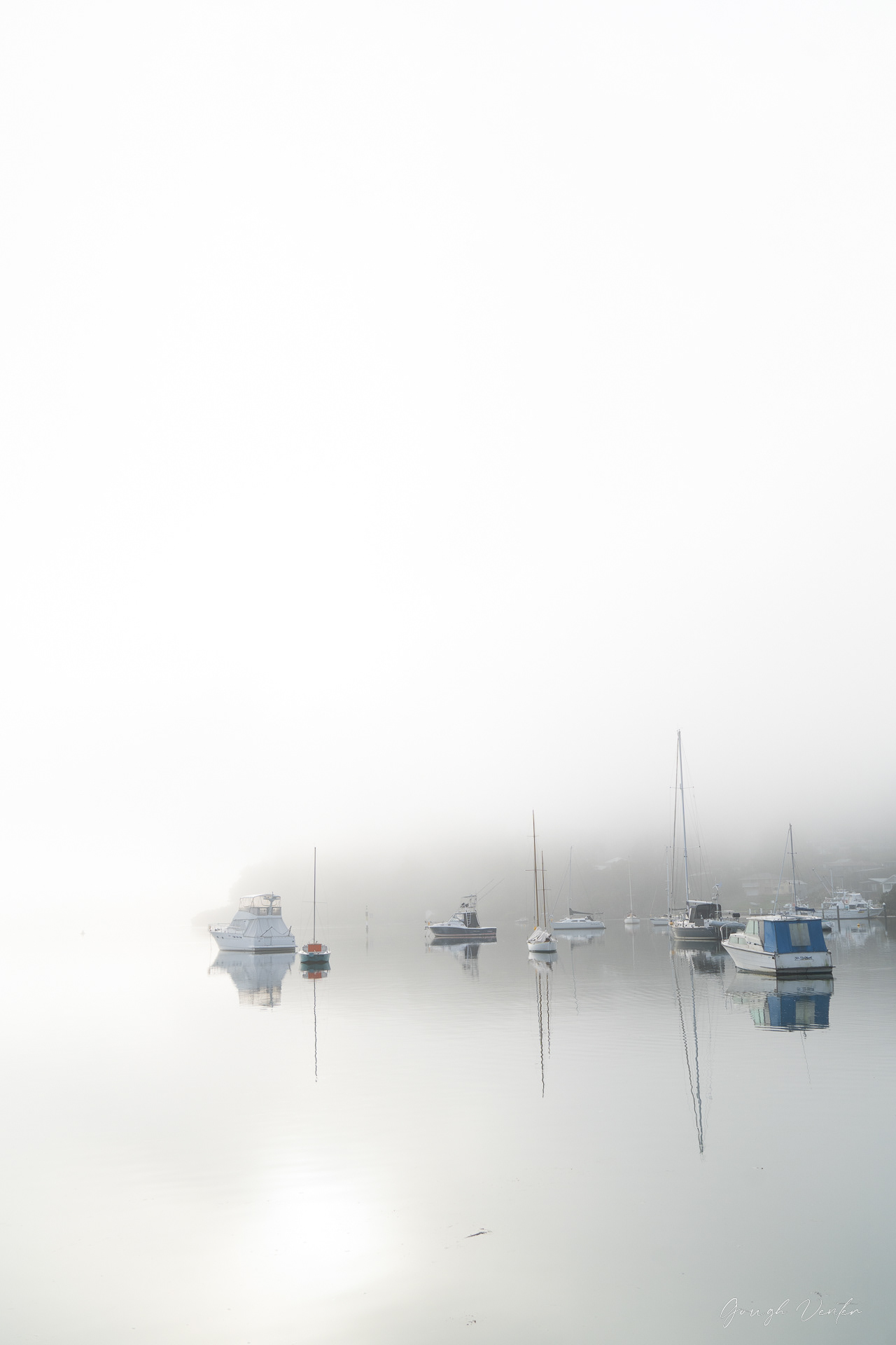 Pretty Beach Yachts in Mist