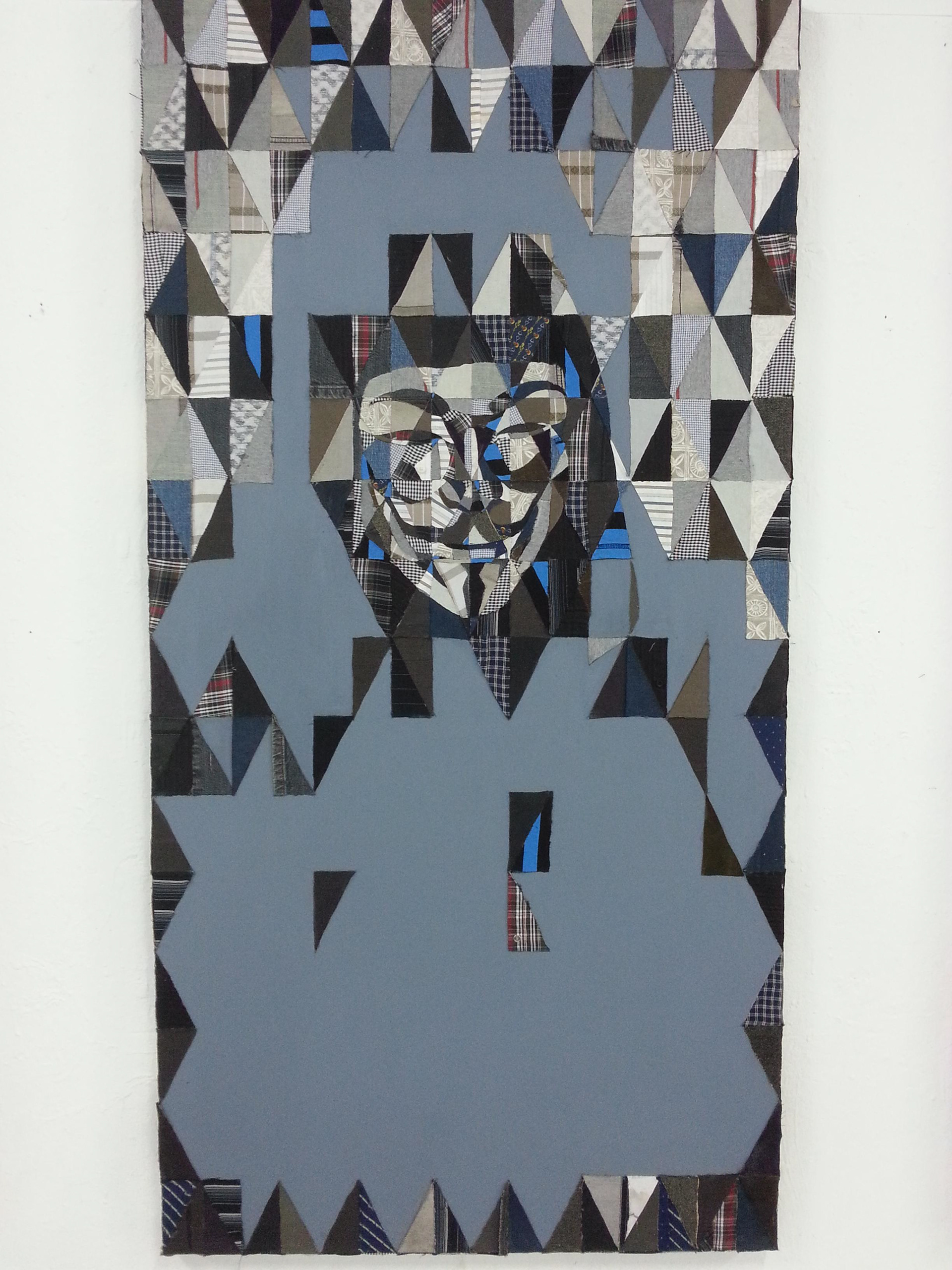 The Mysterious 'V', 2014, Fabric Collages on Canvas, 183cm x 91cm