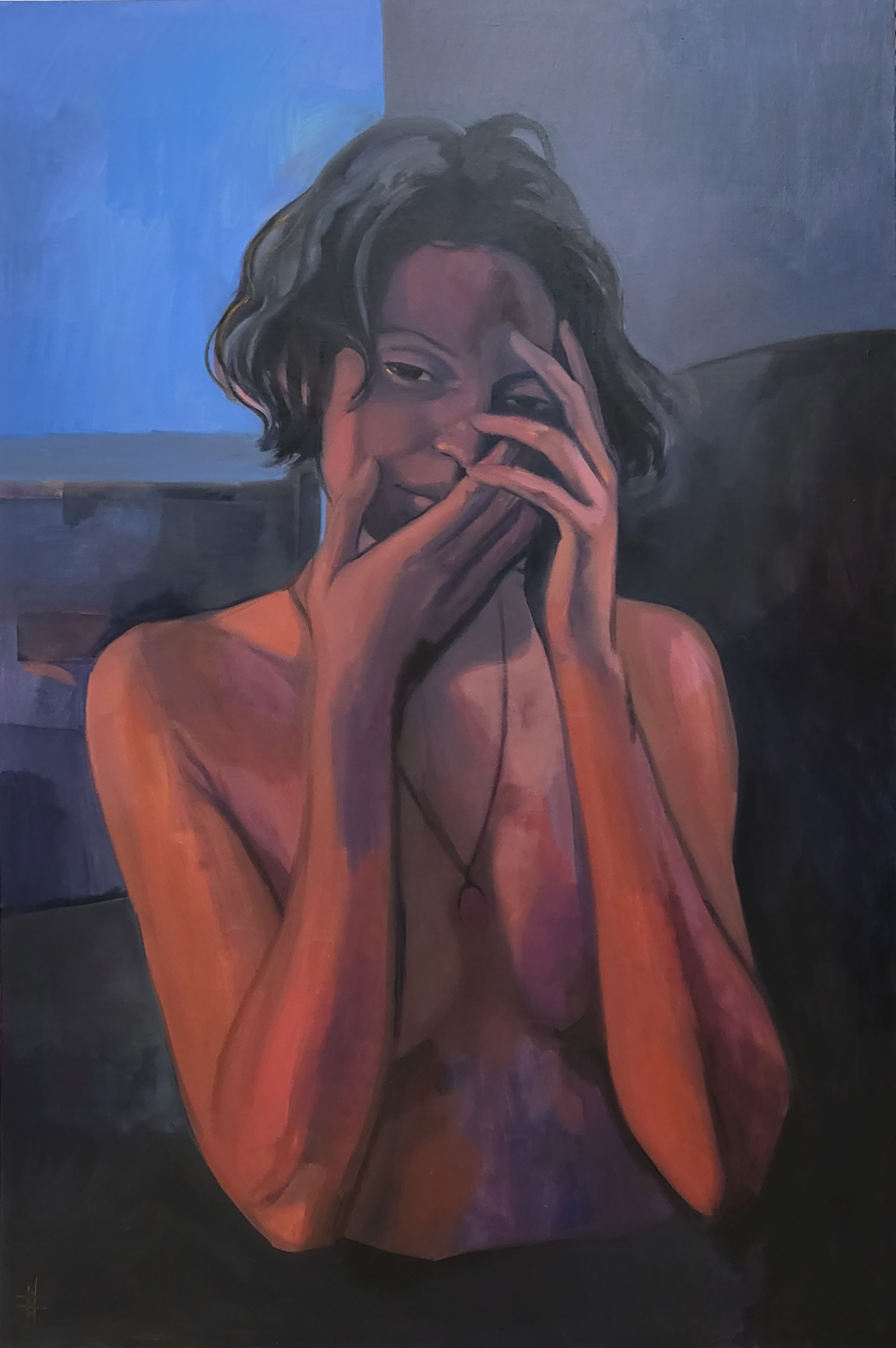 Masking, 2021, Oil on Linen, 91.5cm x 91.5cm