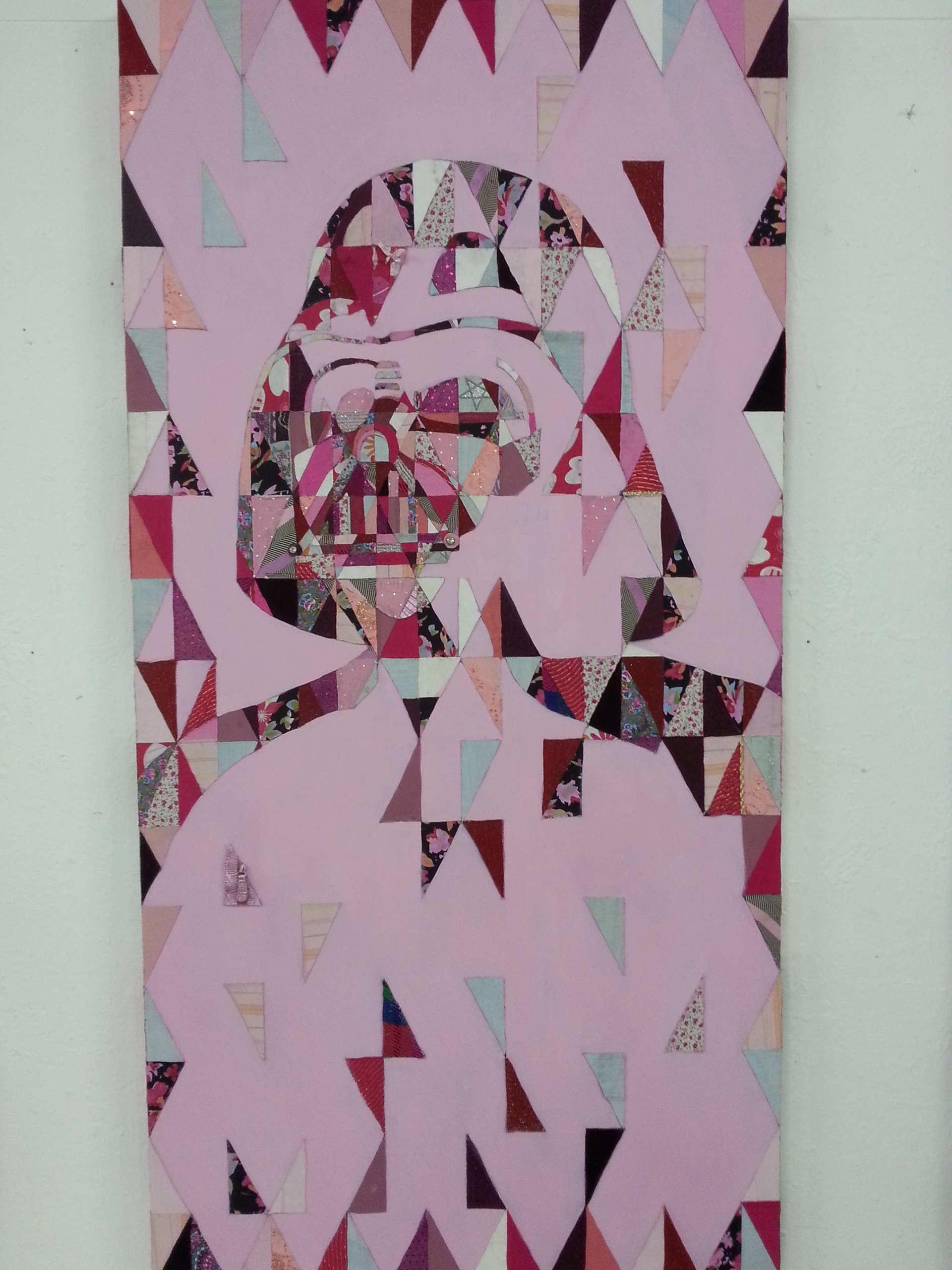 Darth Vader, 2014, Fabric Collages on Canvas, 183cm x 91cm