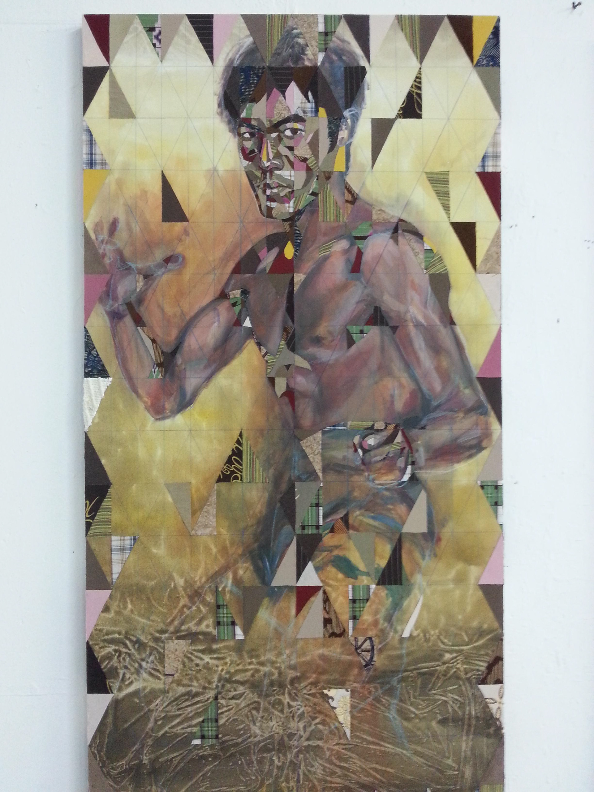 Bruce Lee, 2014, Fabric Collages on Canvas, 183cm x 91cm