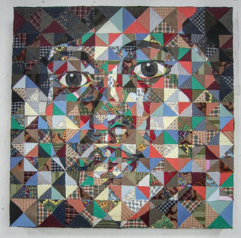 Walit, 2014, Fabric Collages on Canvas, 122cm x 122cm
