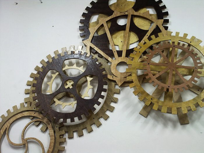 Clock Gears Sculpture, Changes in Time, 2011, Plywood and Mixed Media, 366cm x 214cm