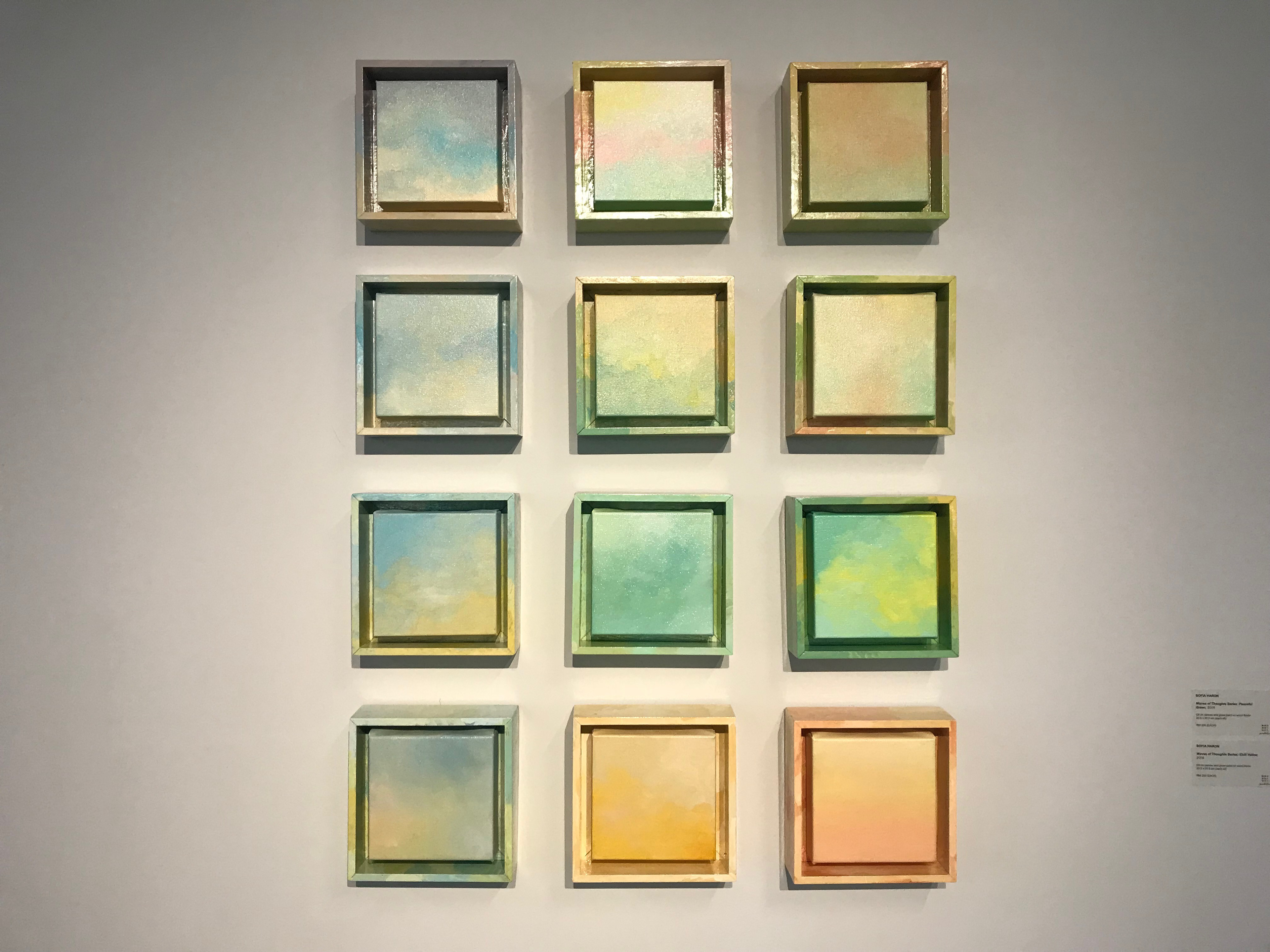 Waves of Thoughts Series, 2018, Oil on Canvas and Wood Frame, 30cm x 30cm (each)