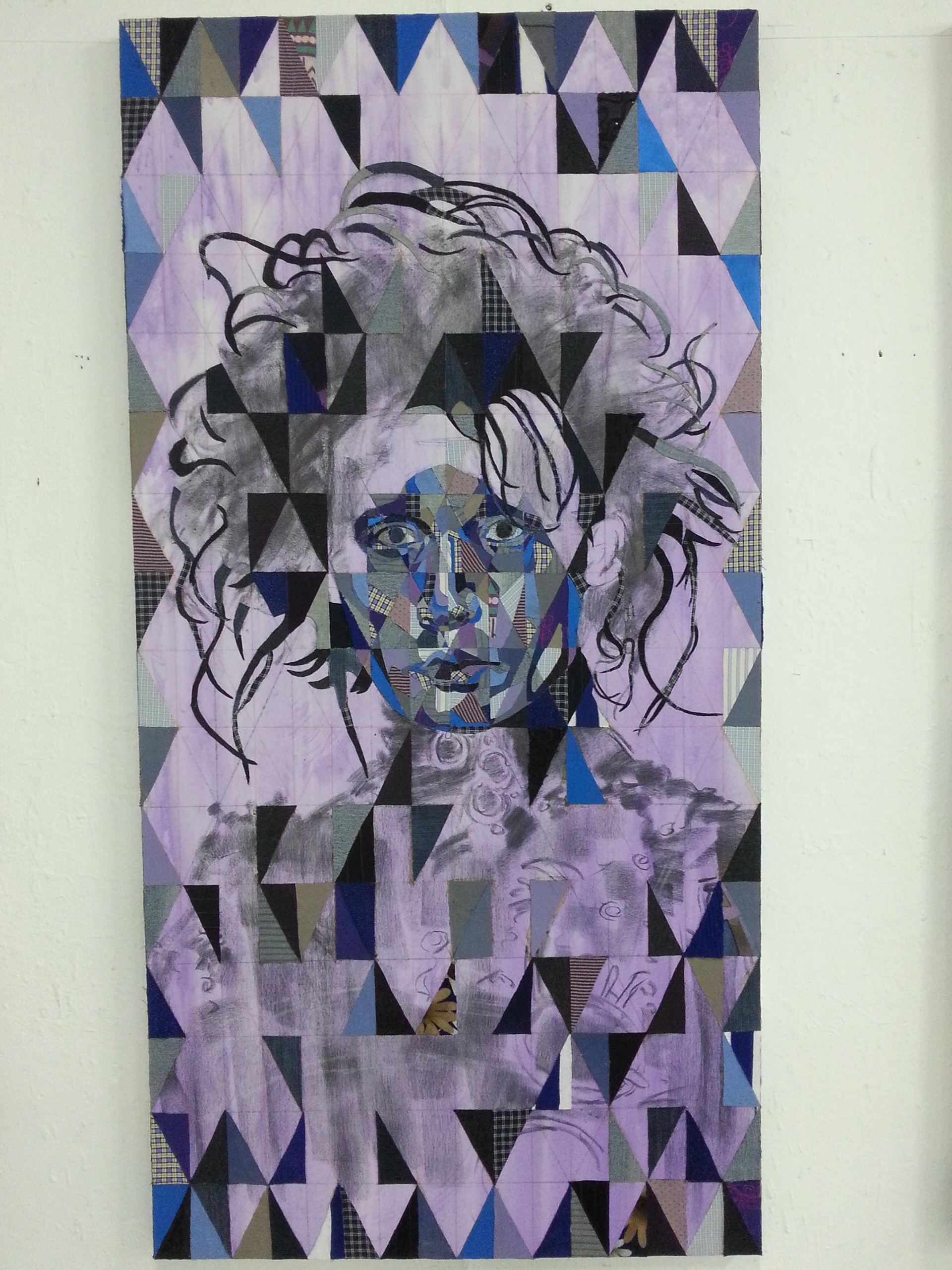 Edward Scissorhands, 2014, Fabric Collages on Canvas, 183cm x 91cm