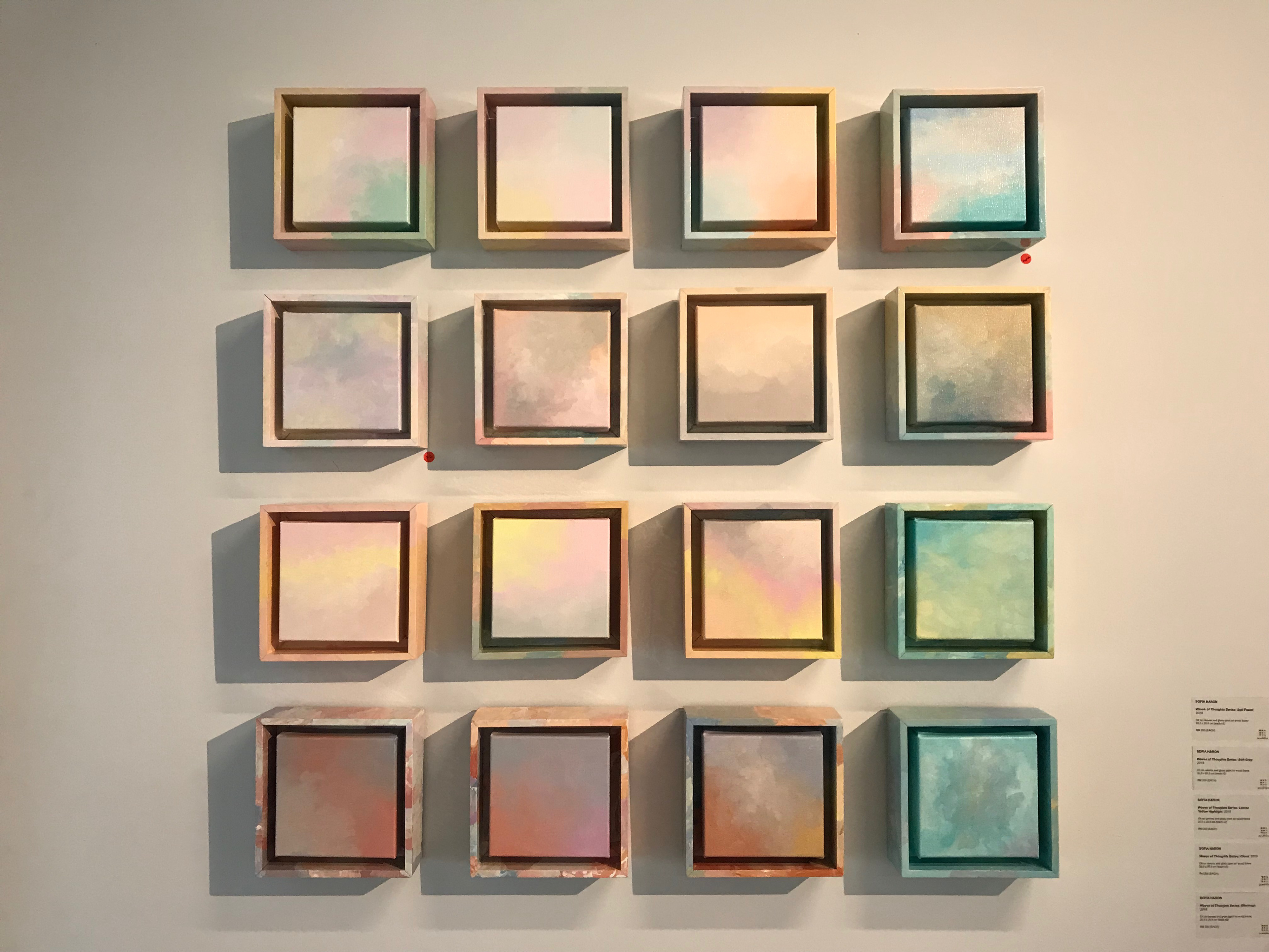 Waves of Thoughts Series, 2018, Oil on Canvas and Wood Frame, 30cm x 30cm (each)