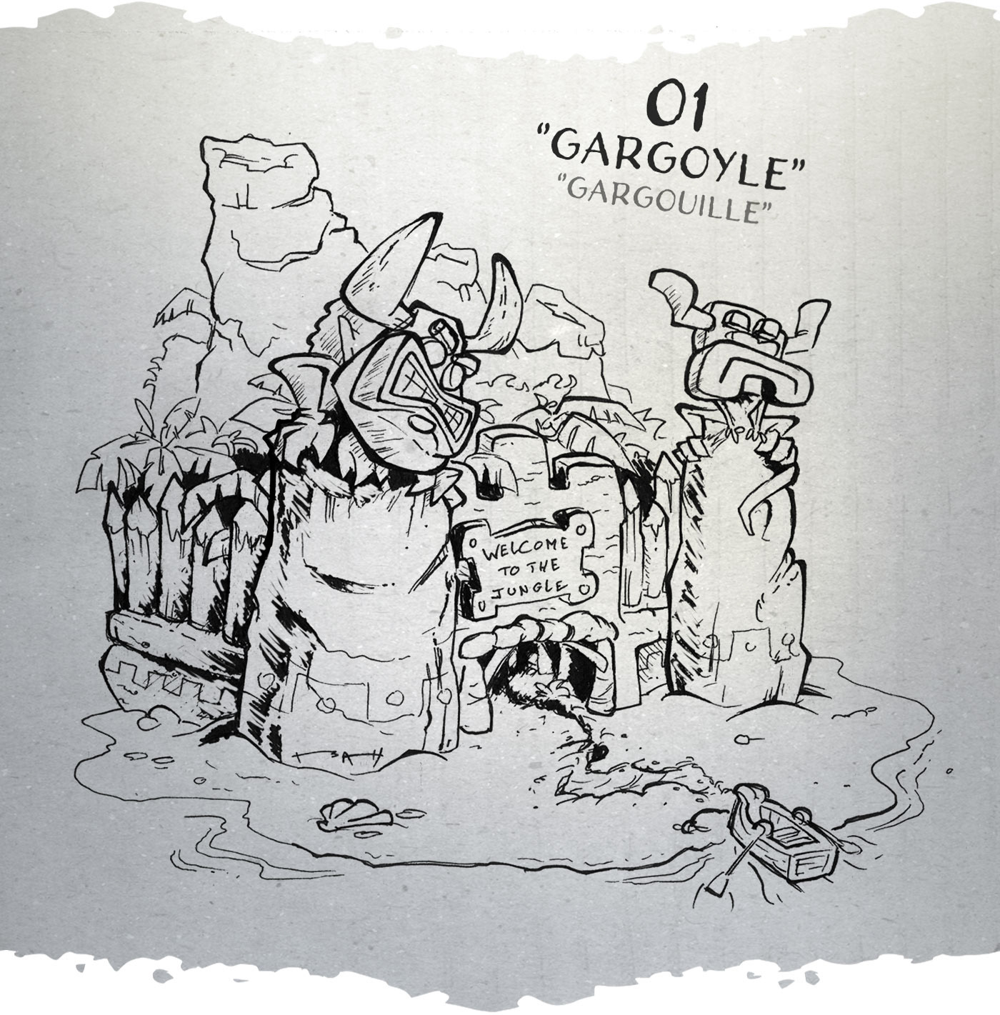 inktober batt cauchy - gargoyle gargouille