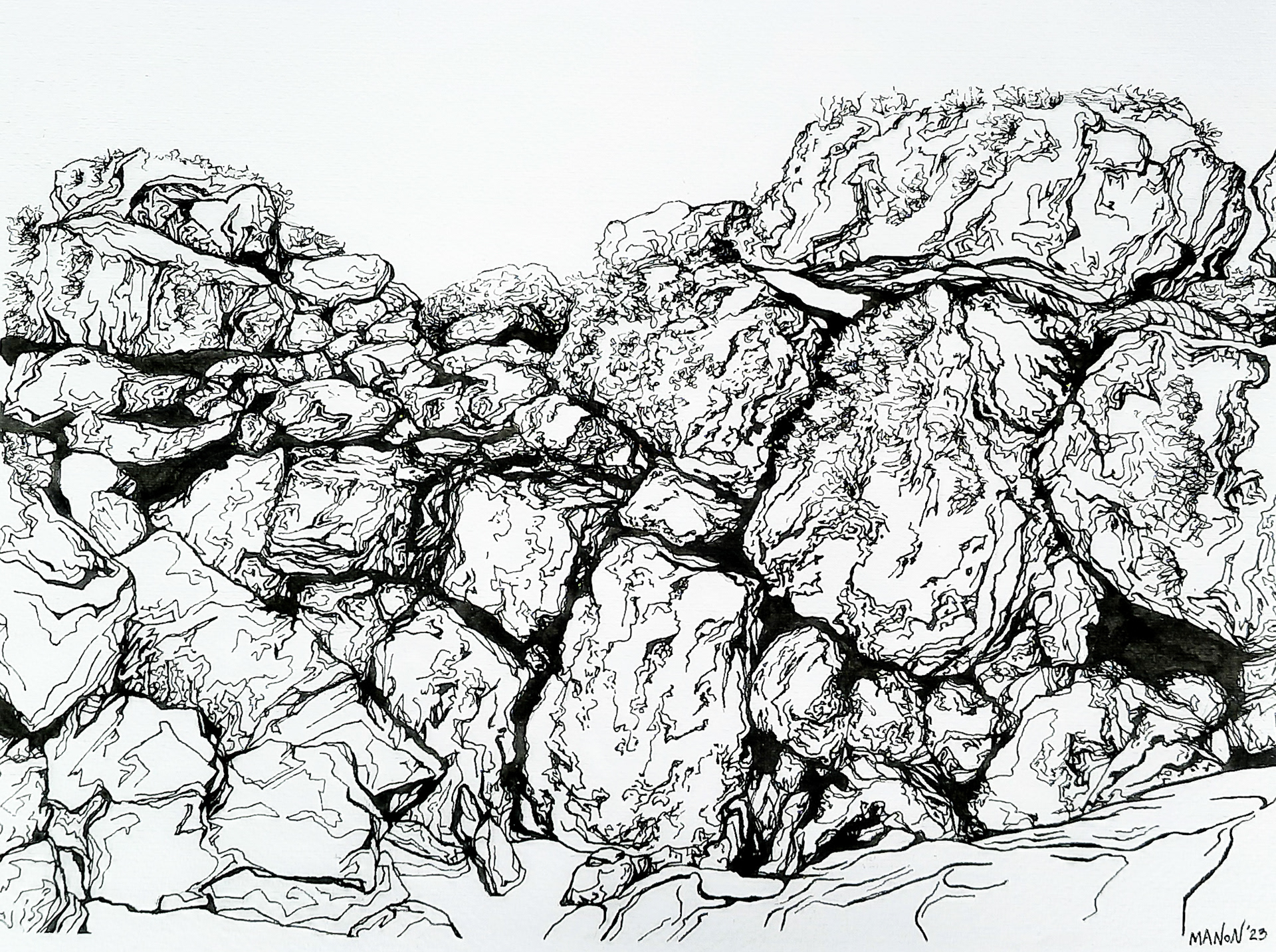 Omey pier- ink on paper