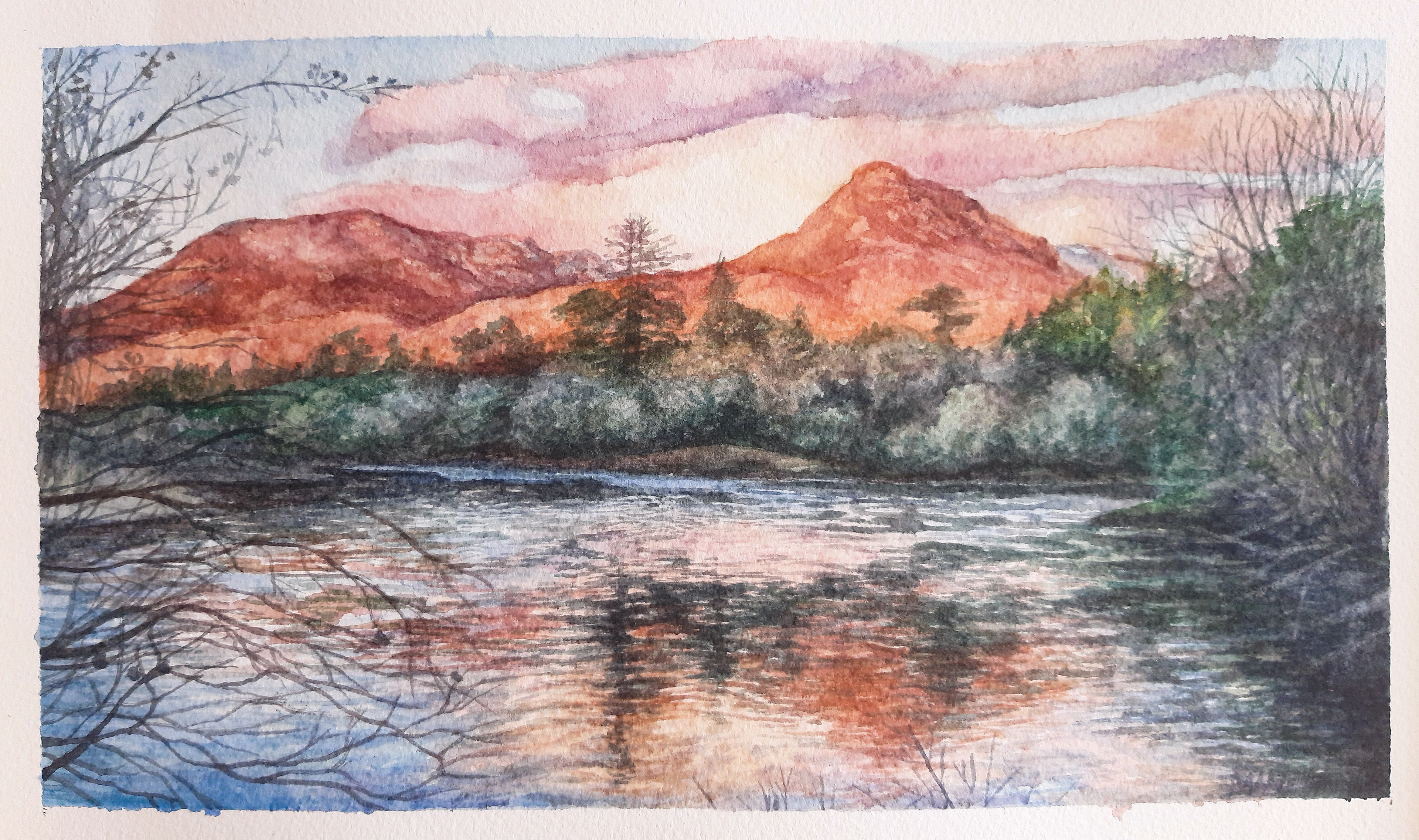 Ballynahinch Evening- Watercolour 26.5 cm x 15cm