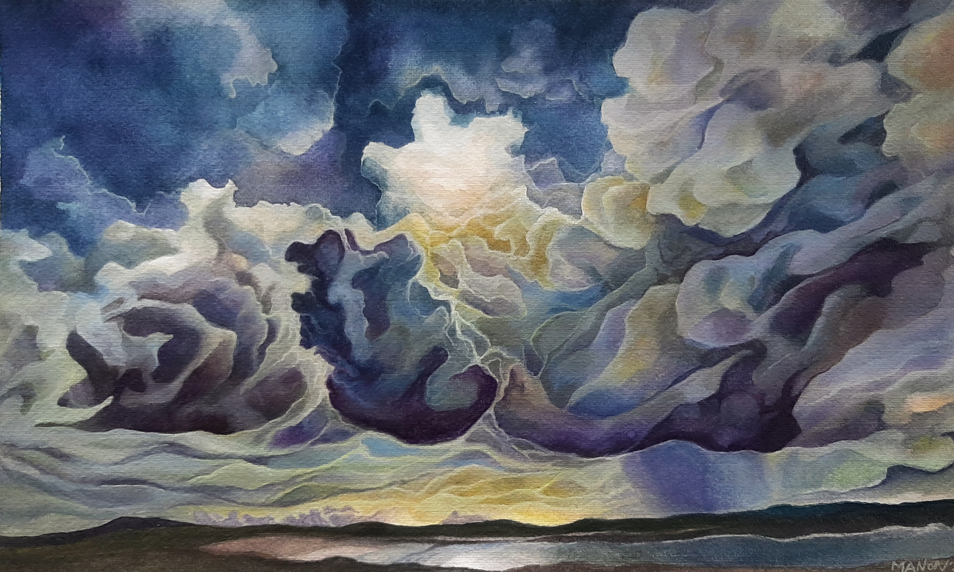 Sky over Omey- Watercolour and Guache