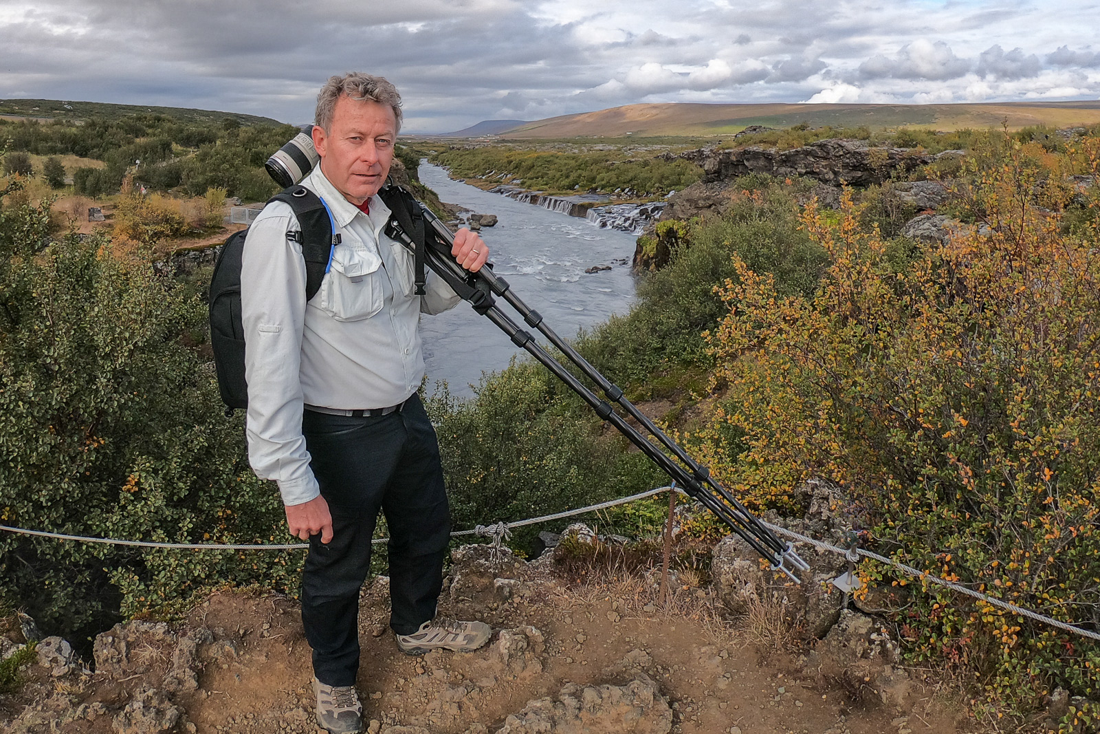 Image of Allan Baxter in Iceland exploring Hraunfossar