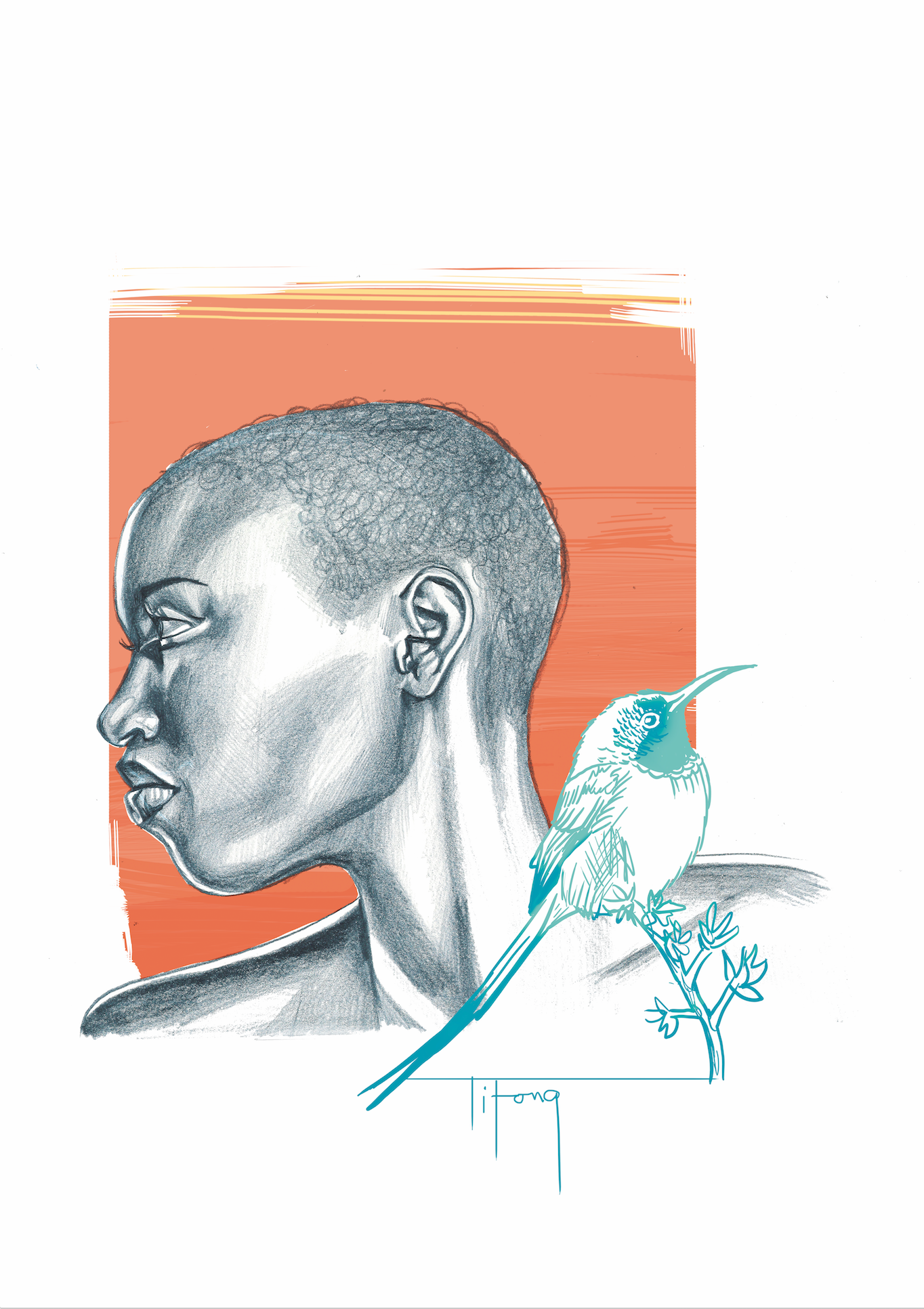 Woman bird two