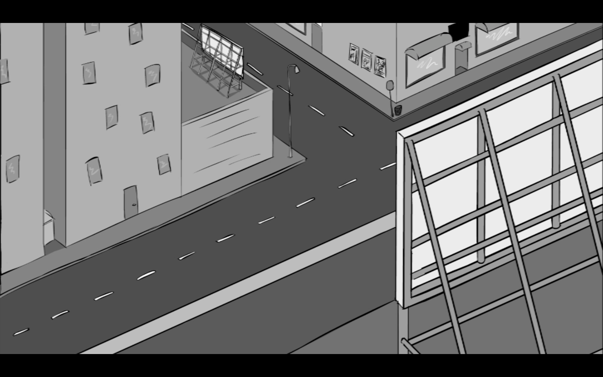 Animation still: cityscape