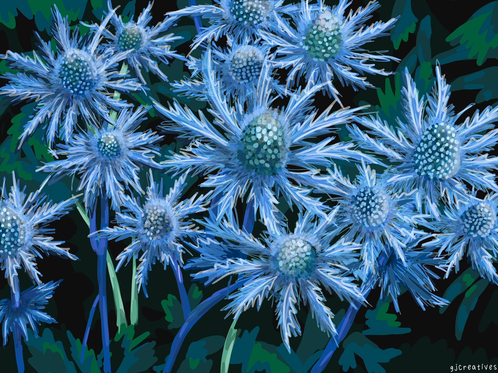 Blue Holly | Made with Procreate